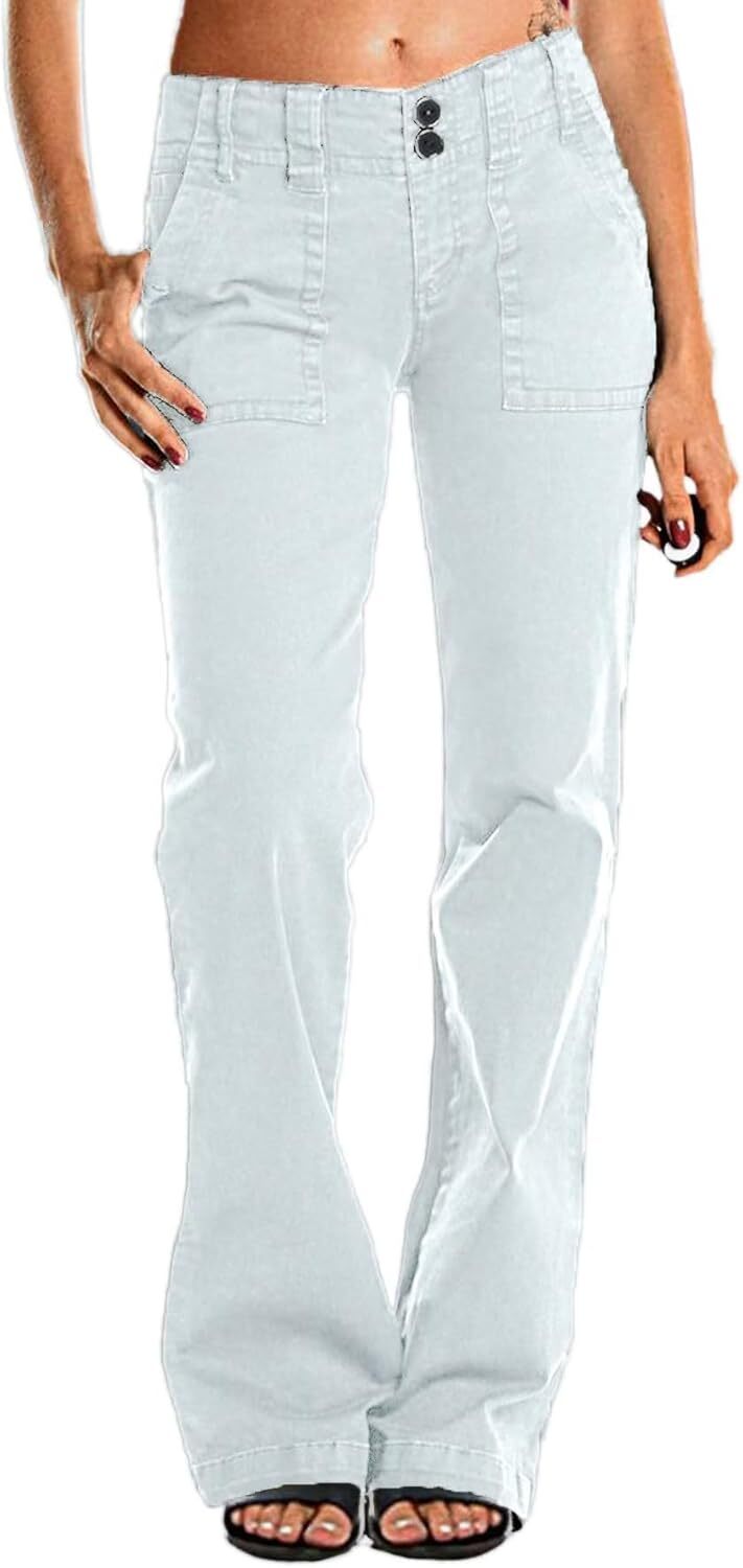 ⚡FINAL SALE⚡- Double Button Mid Waist Straight Leg Pants