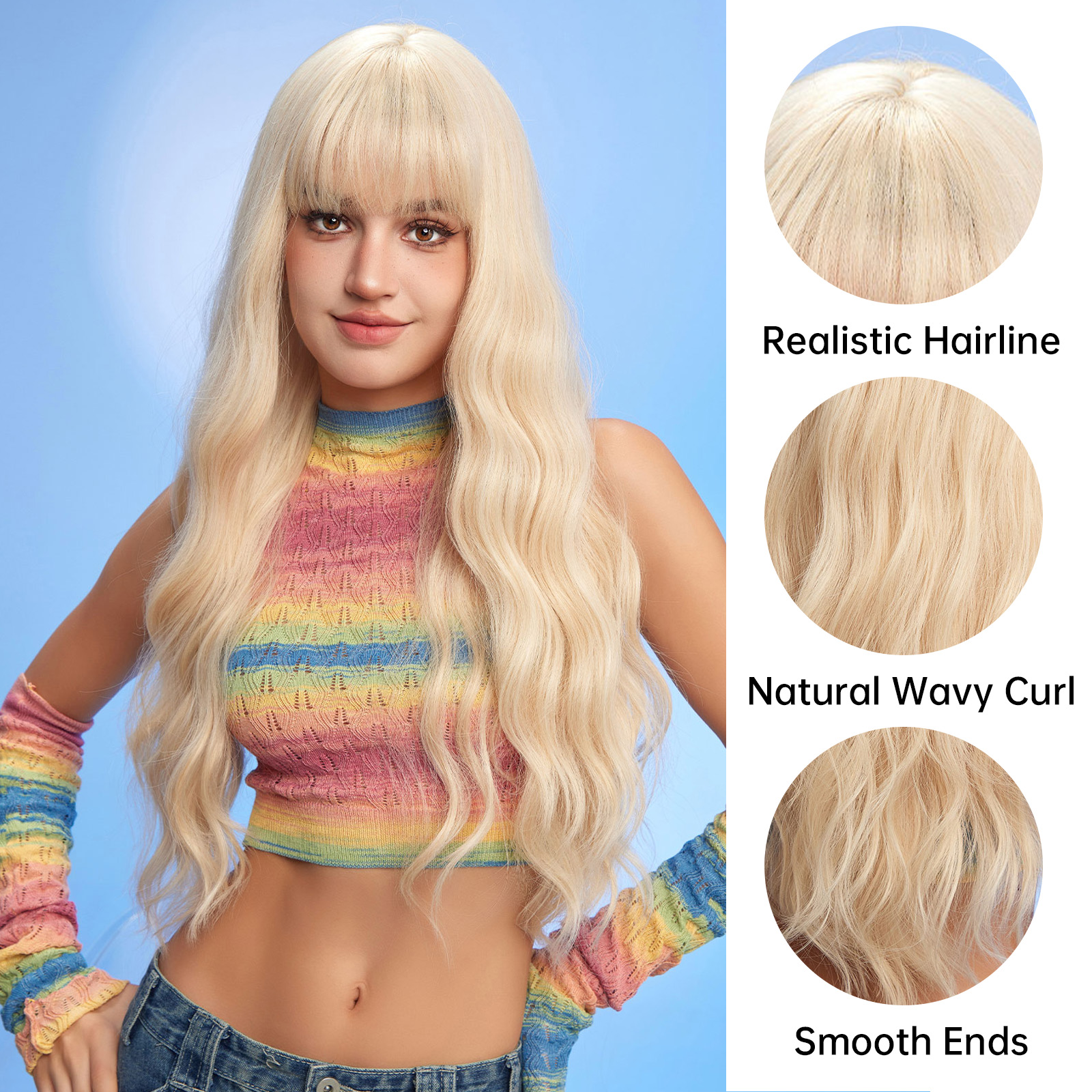 [Copy]Ombre Grey White Curly Synthetic Wig