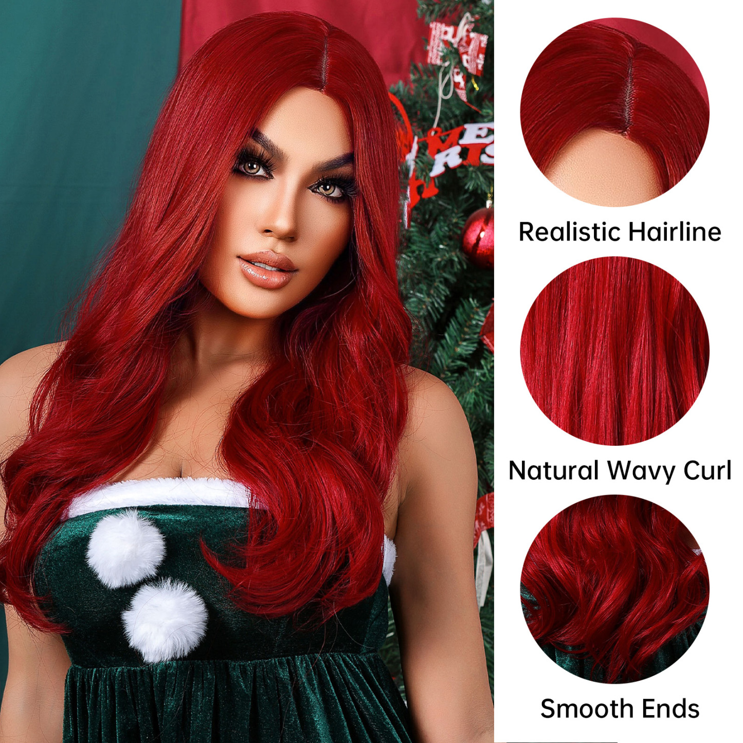 Dark Brown wave Long Synthetic Wig
