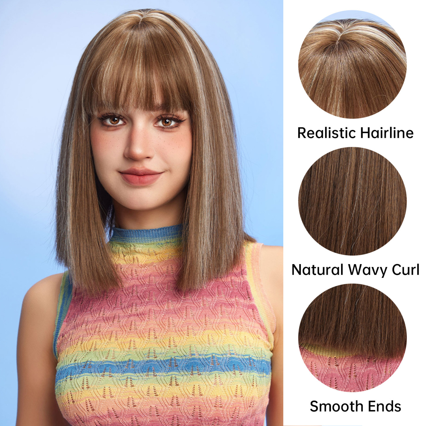 ombre blonde bob Straight synthetic wigs