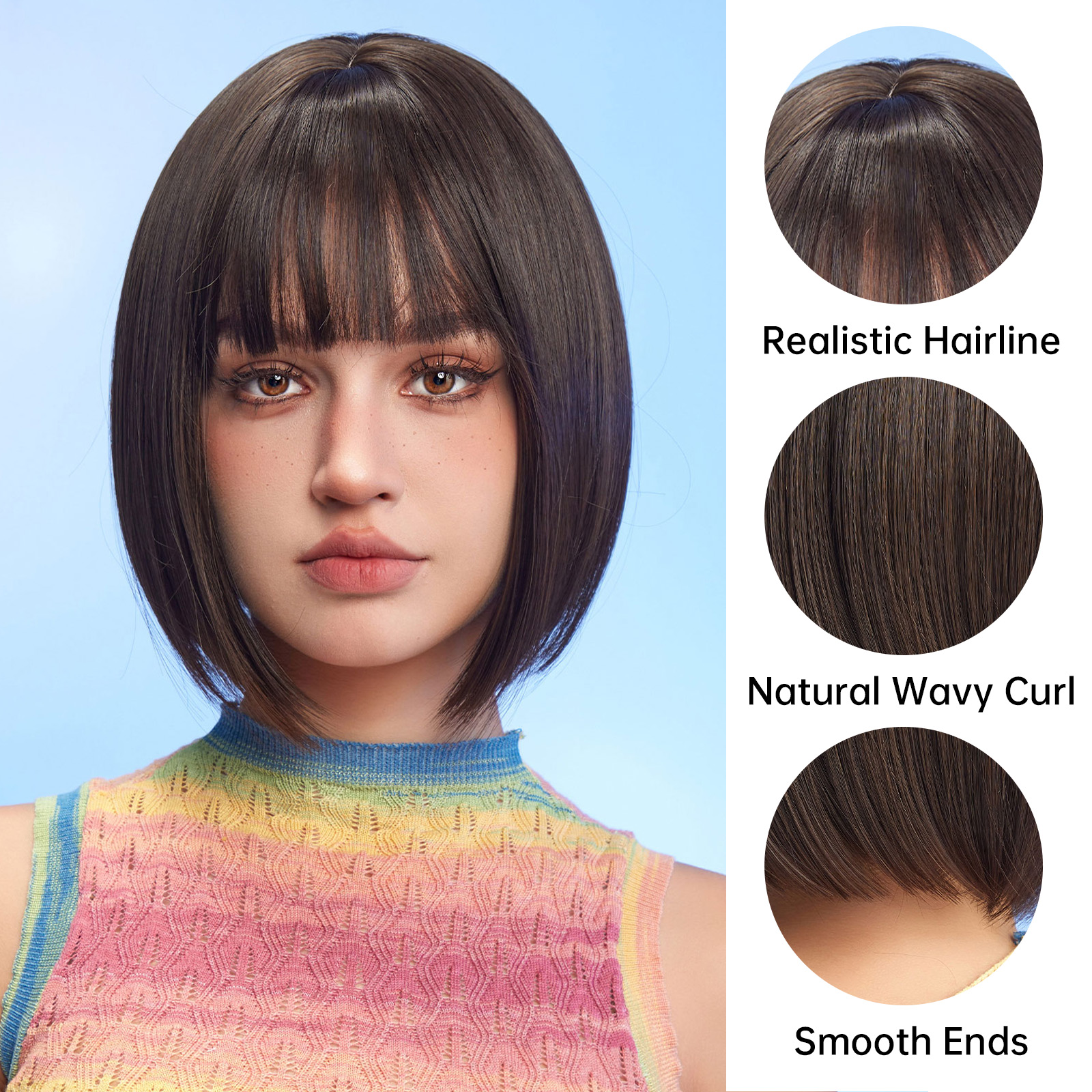 Black bob Straight synthetic wigs