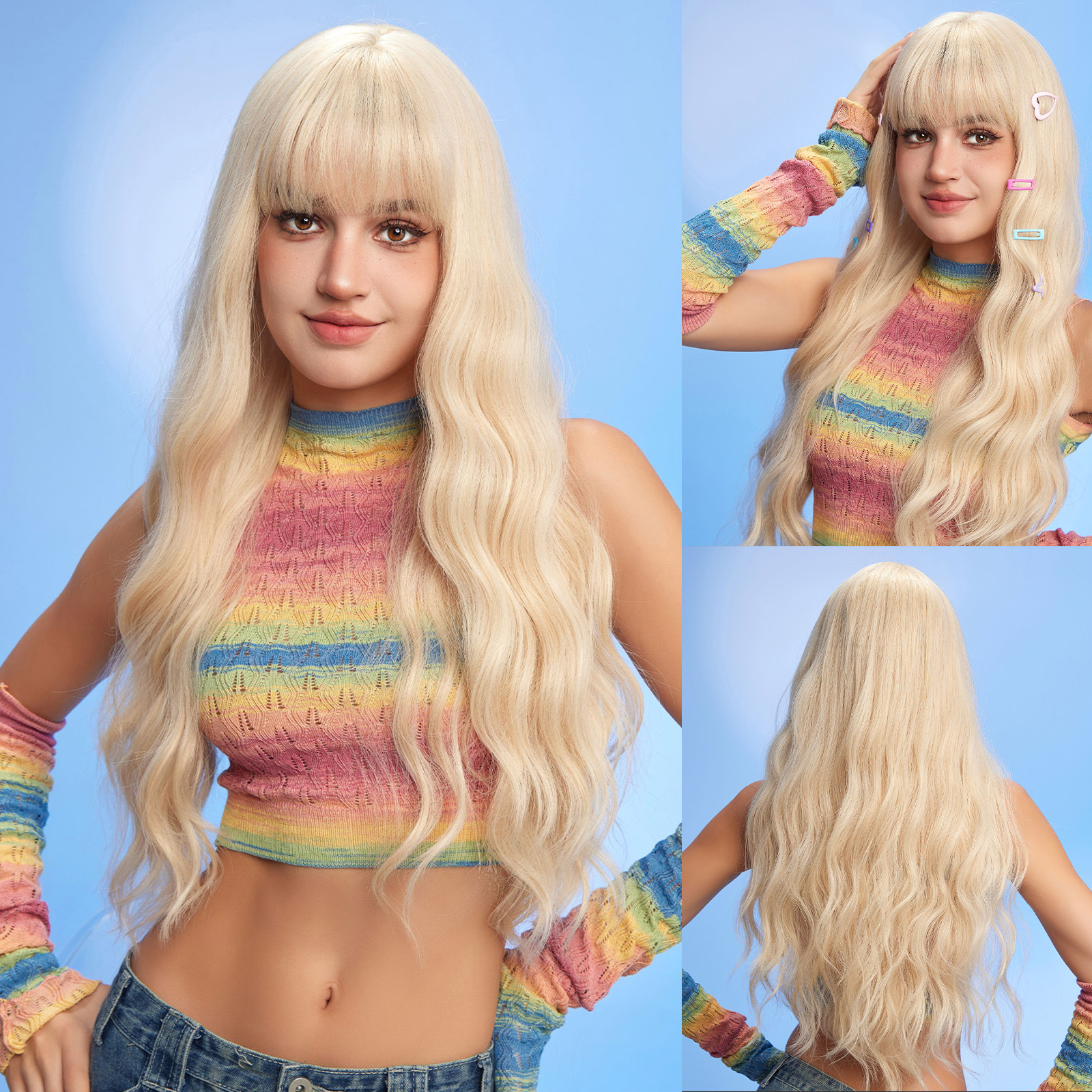 [Copy]Ombre Grey White Curly Synthetic Wig