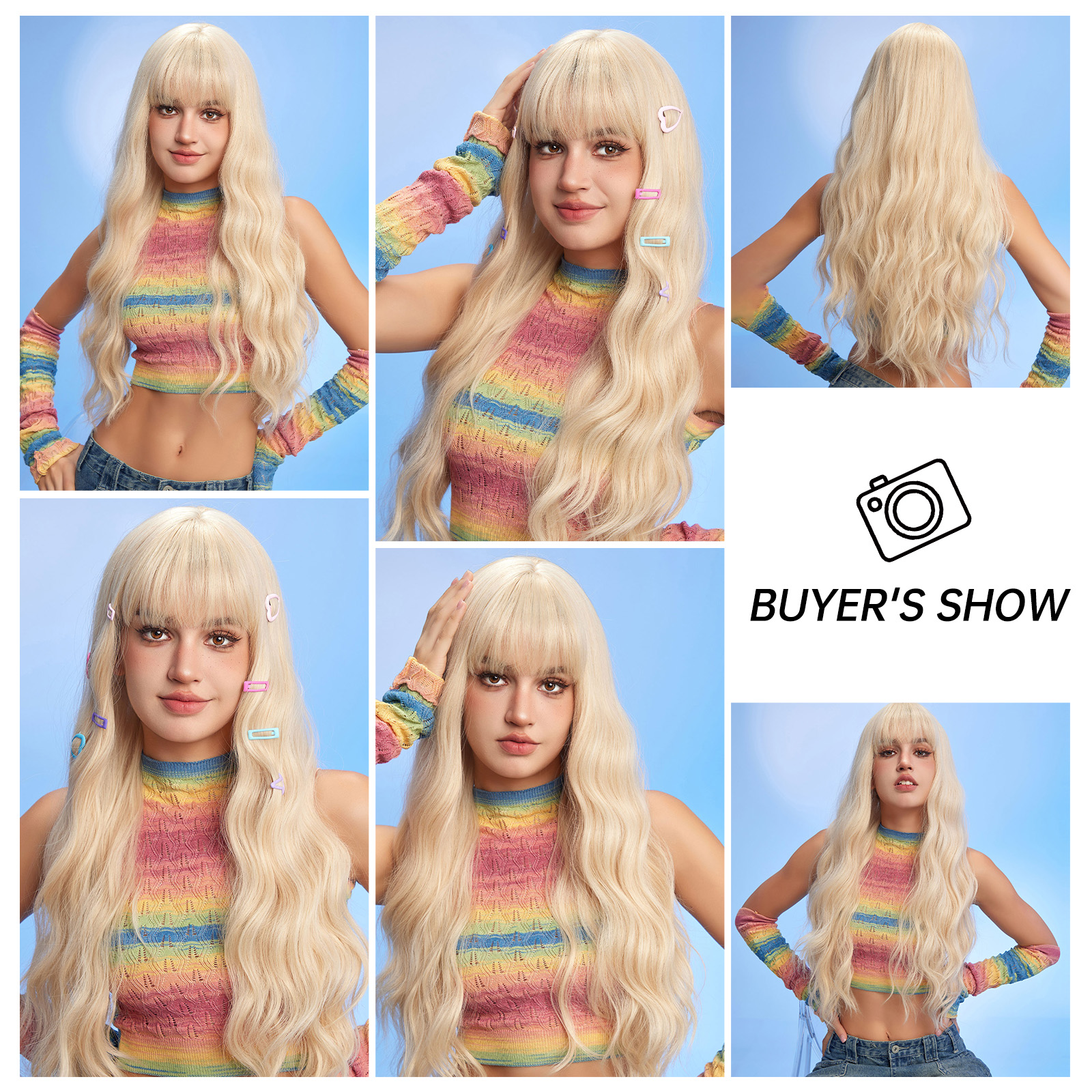 [Copy]Ombre Grey White Curly Synthetic Wig