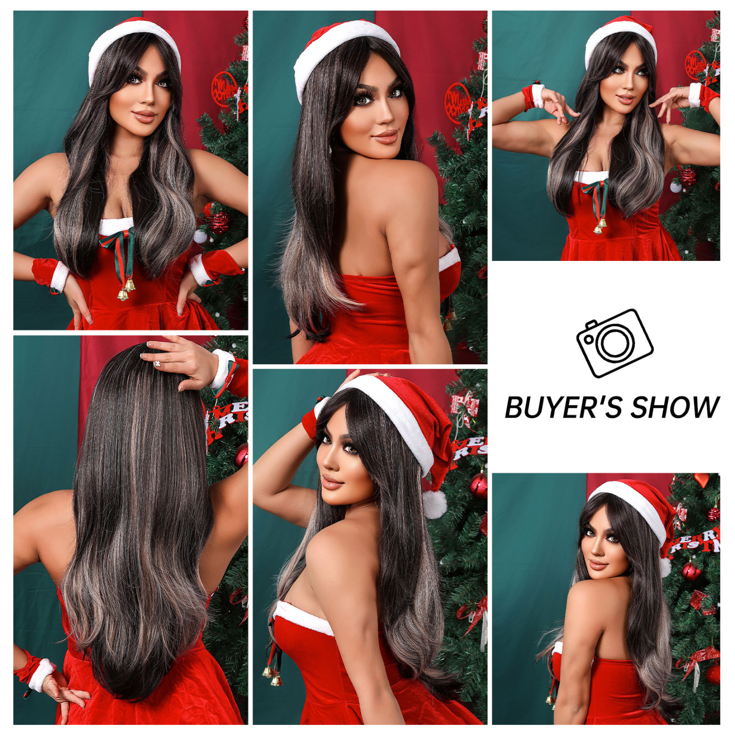 Long Ombre Brown wave Highlight Synthetic Wig wave