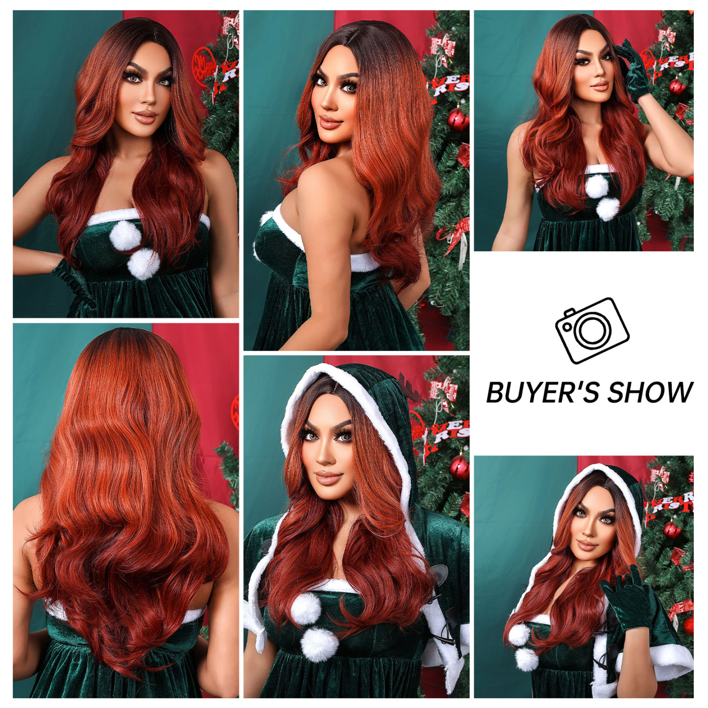 Long Dark Brown wave  Synthetic Wig  