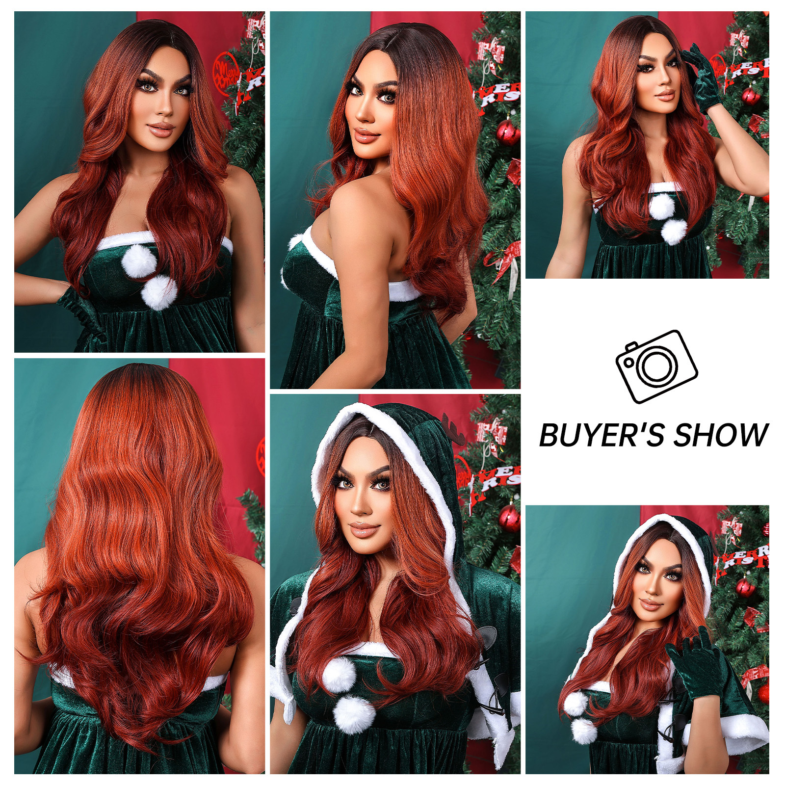 Long Dark Brown wave  Synthetic Wig  