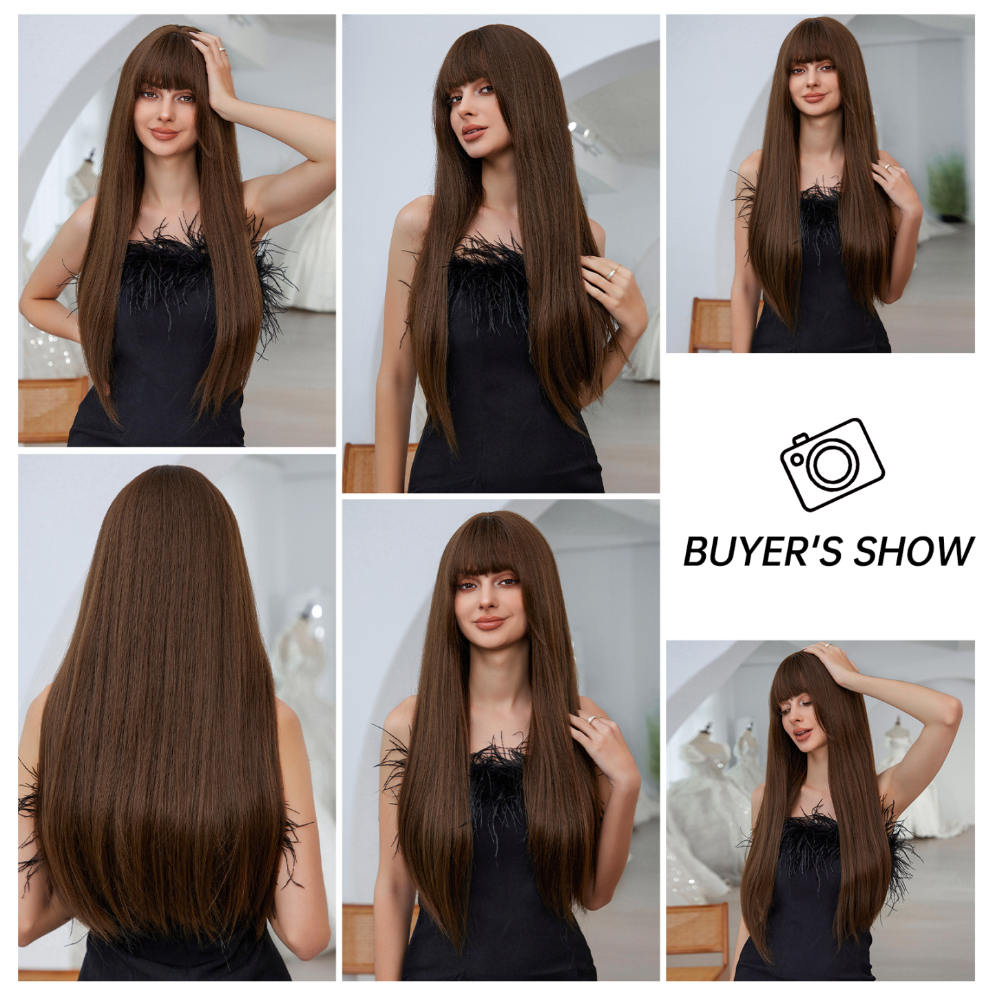 Dark Brown Straight Long Synthetic Wig