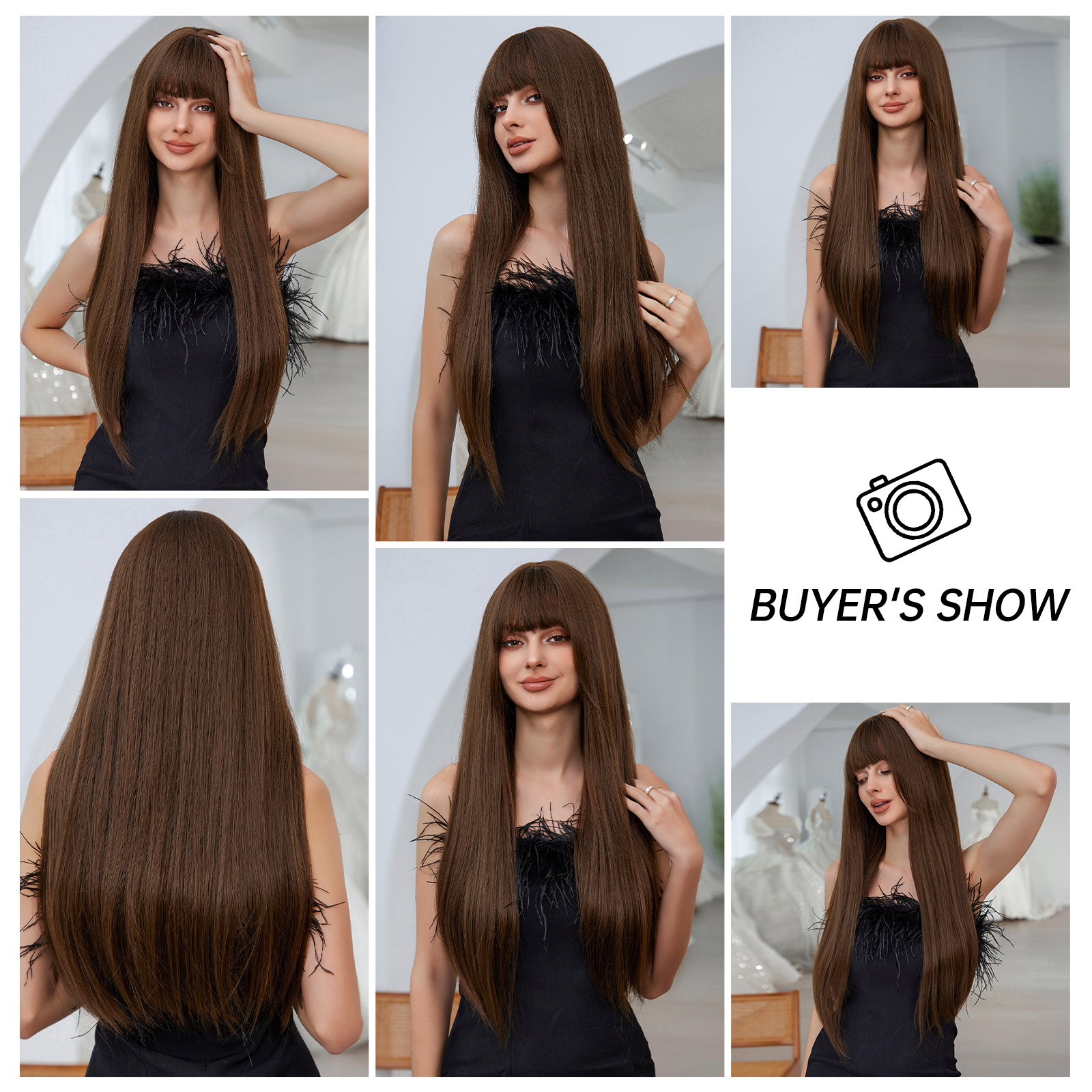 Dark Brown Straight Long Synthetic Wig