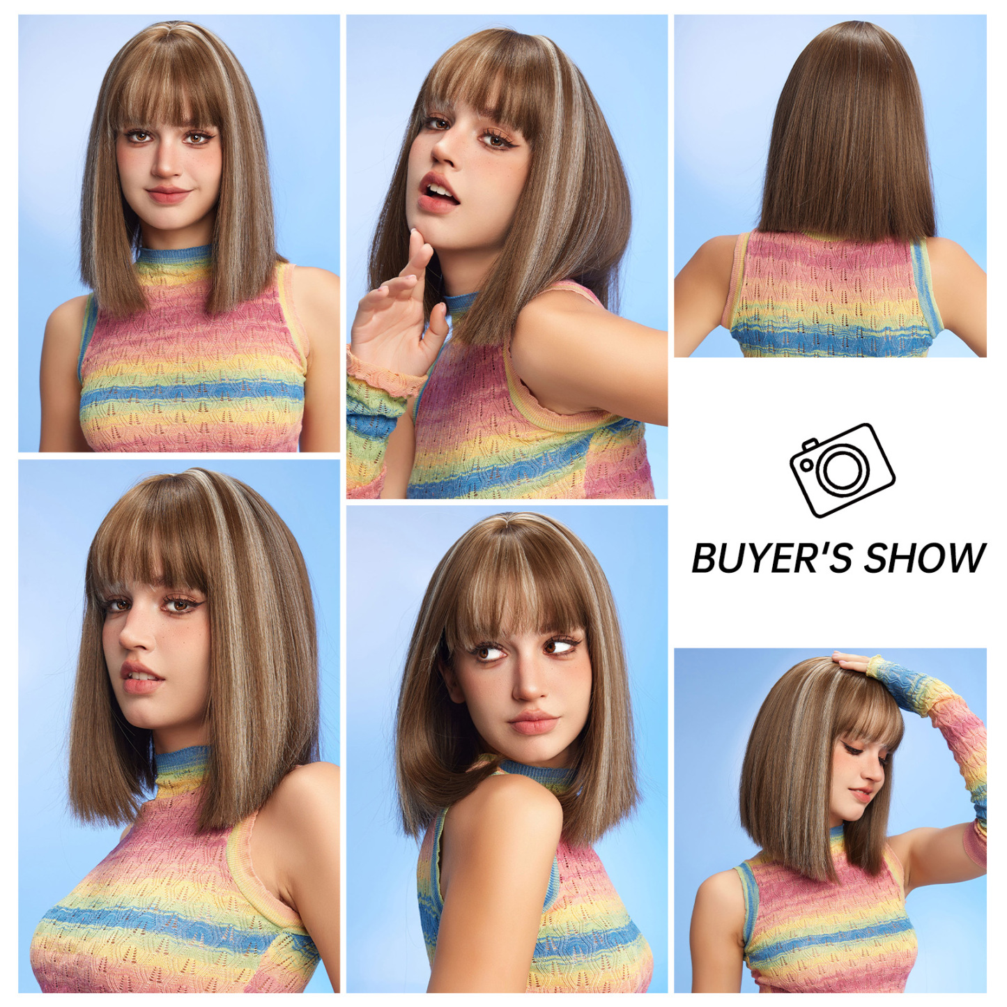 ombre blonde bob Straight synthetic wigs