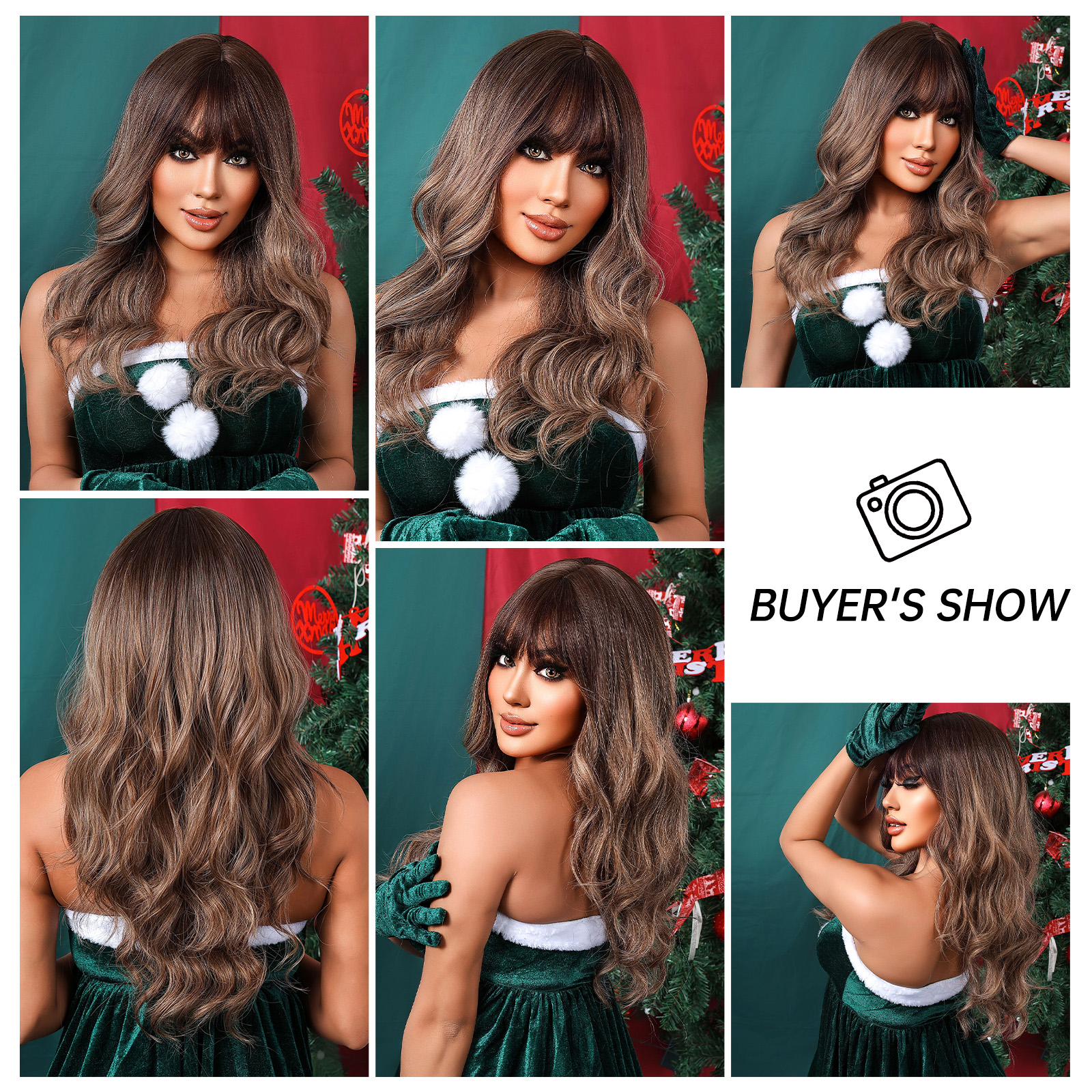 Brown Wavy Christmas synthetic wigs