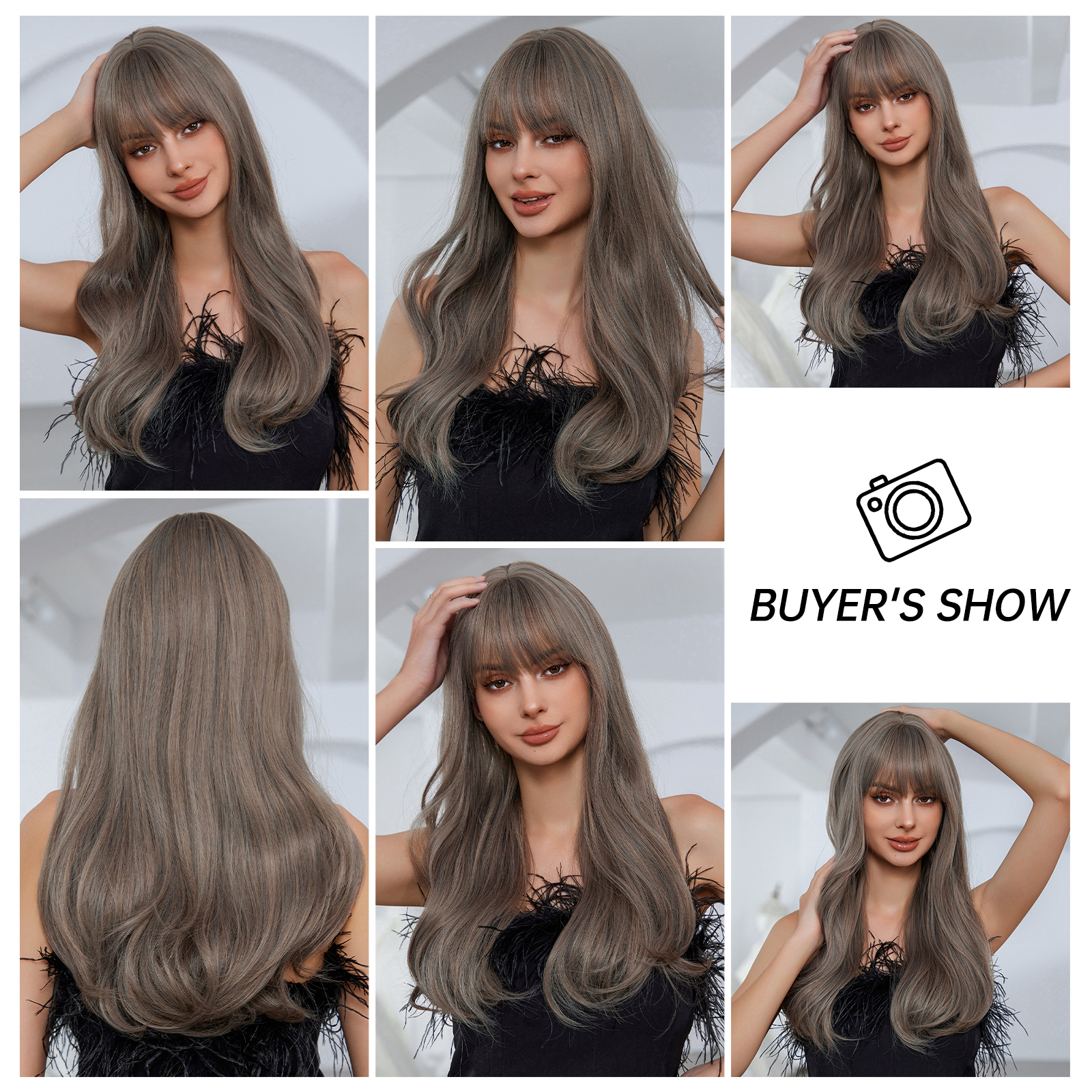 Grey Long Wavy Synthetic Wigs
