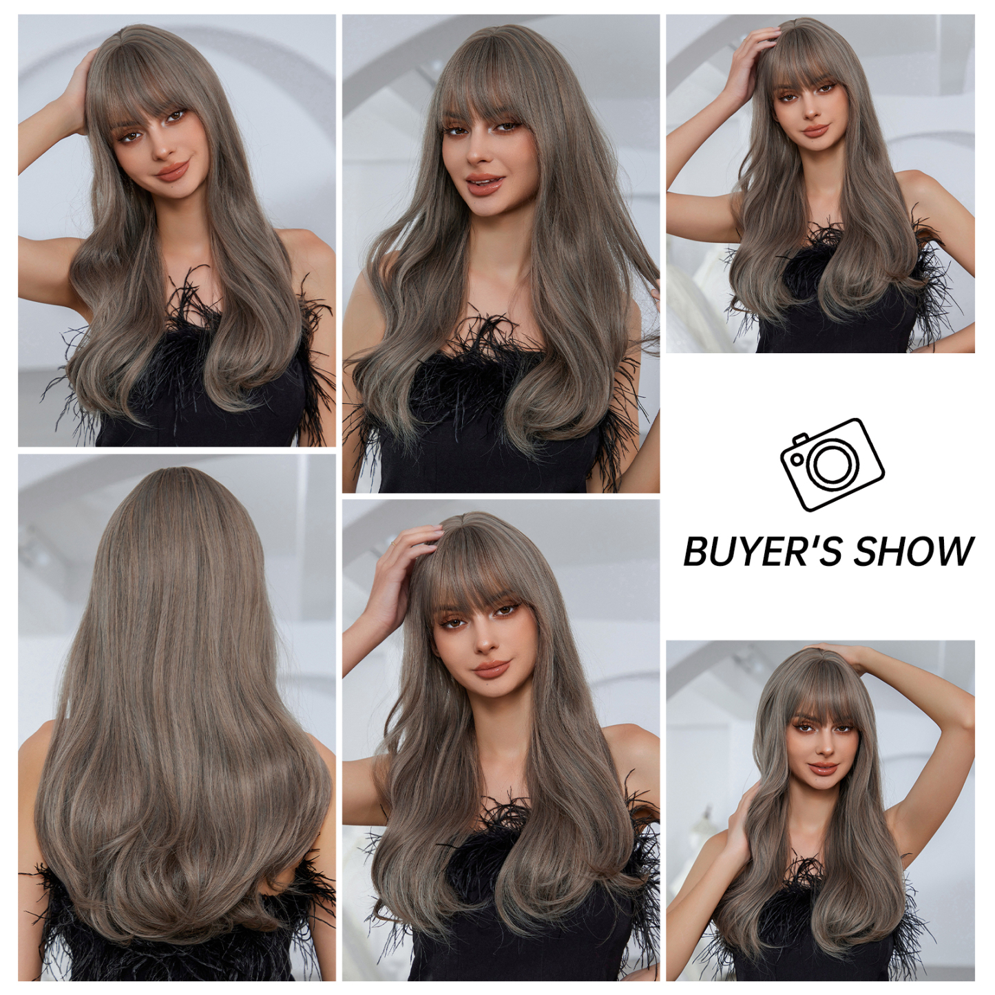 Grey Long Wavy Synthetic Wigs
