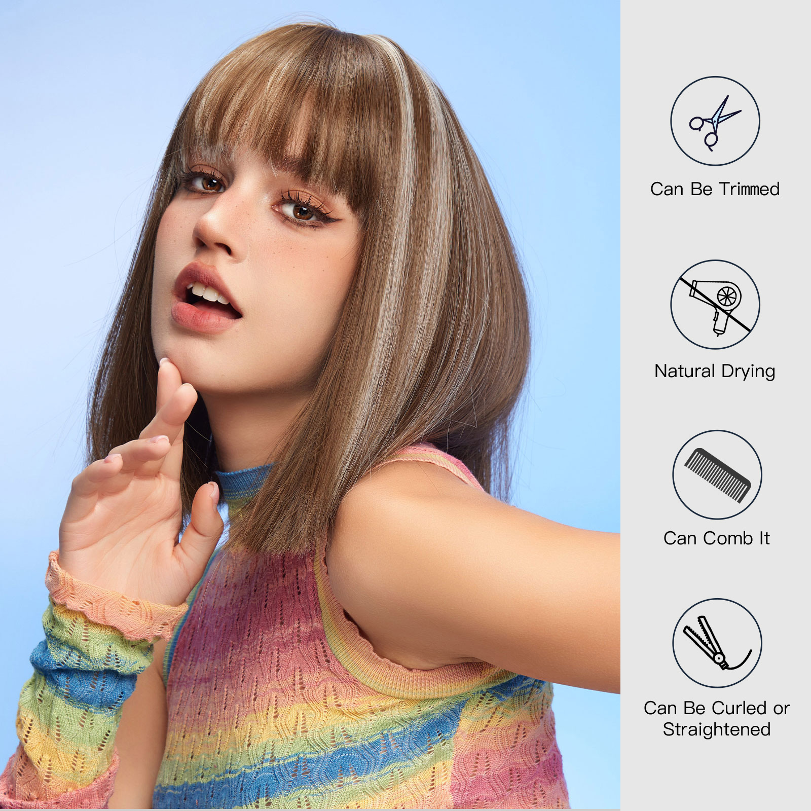 ombre blonde bob Straight synthetic wigs