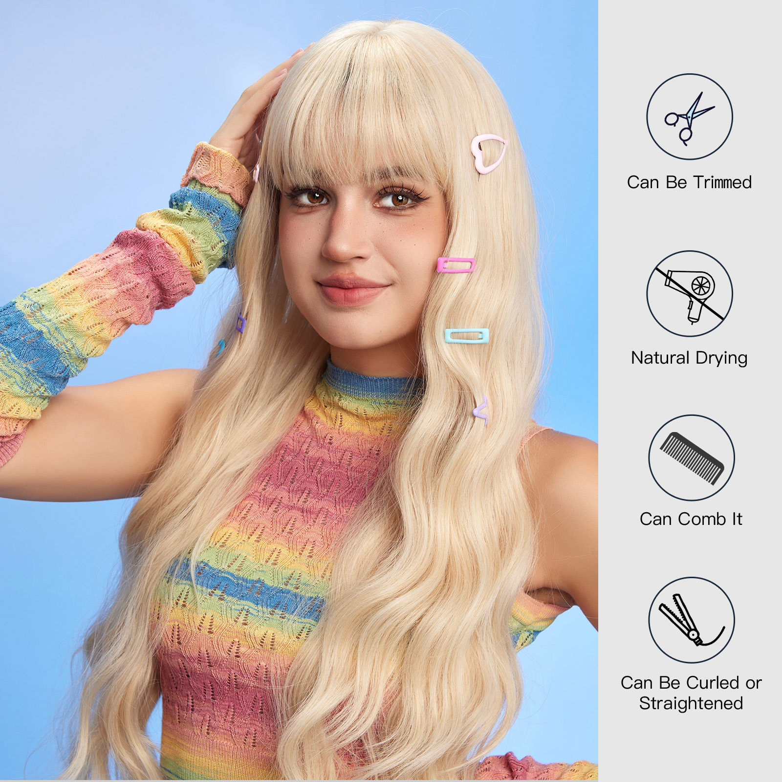 [Copy]Ombre Grey White Curly Synthetic Wig
