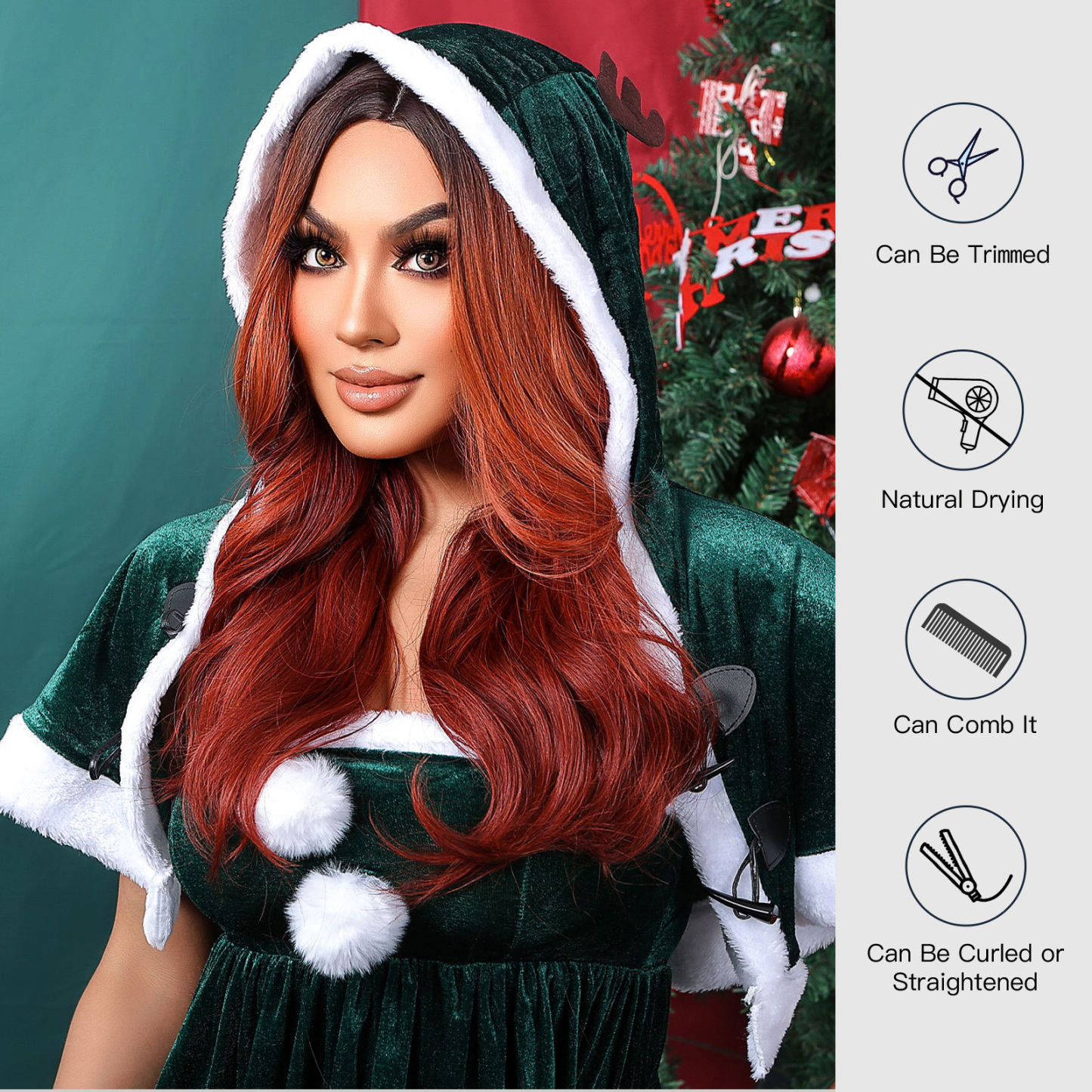 Long Dark Brown wave  Synthetic Wig  