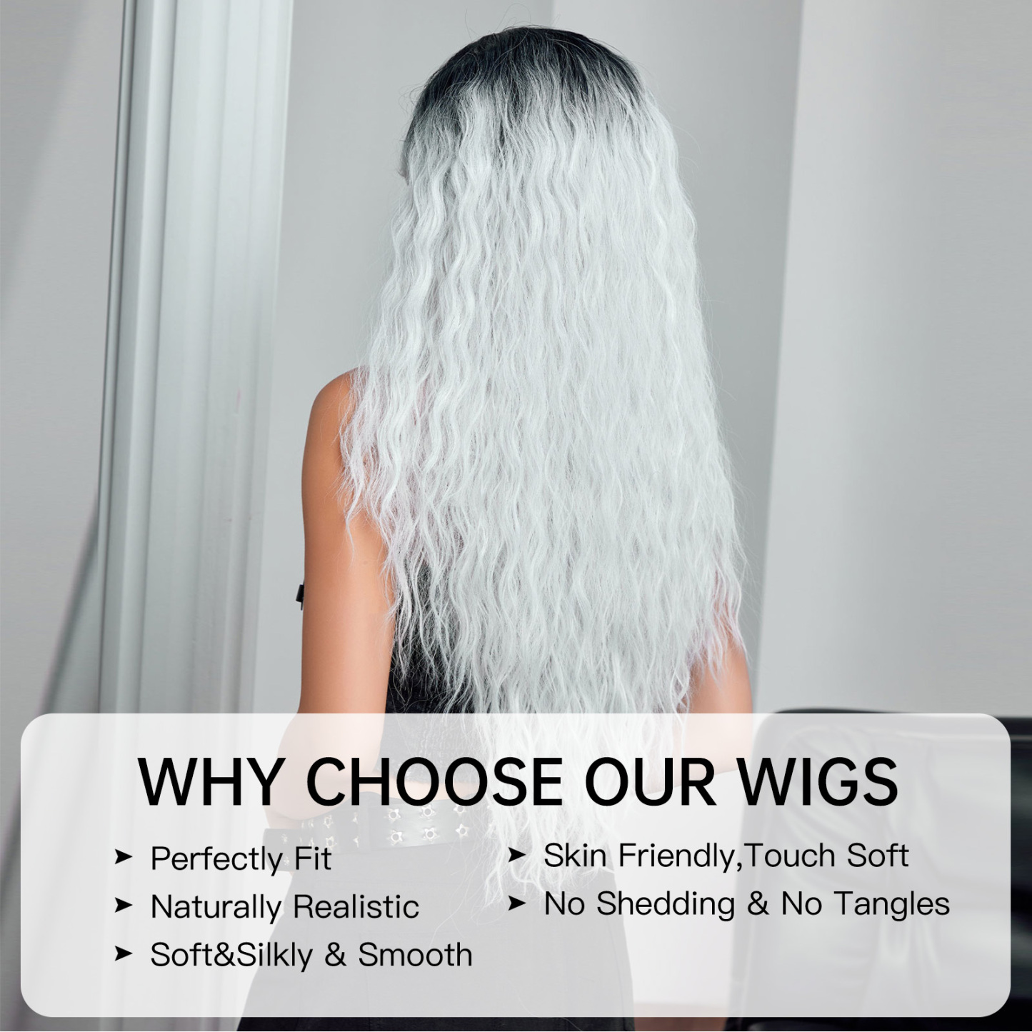 Ombre Grey White Curly Synthetic Wig