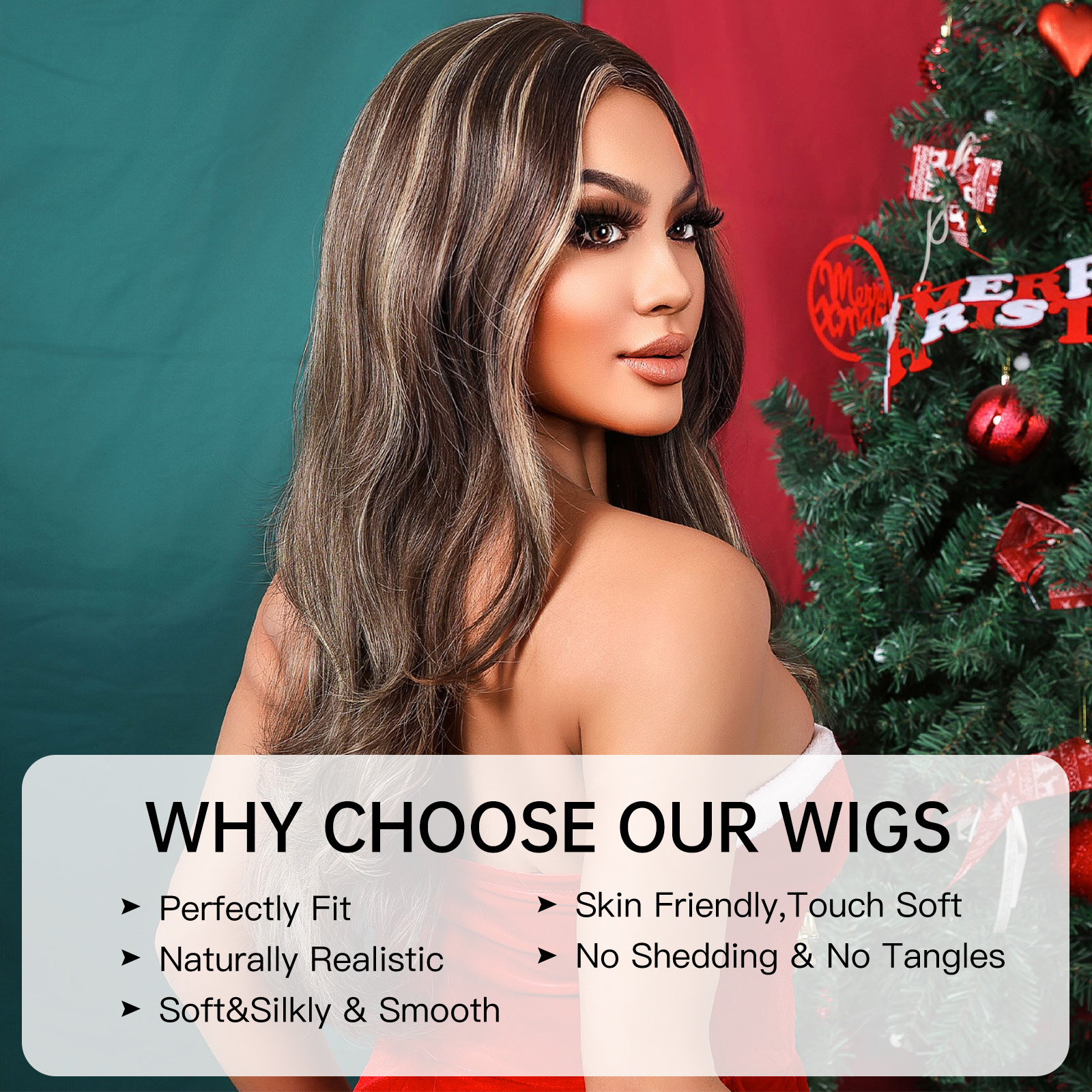 Ombre Highlight  Long wave Brown Synthetic Wig