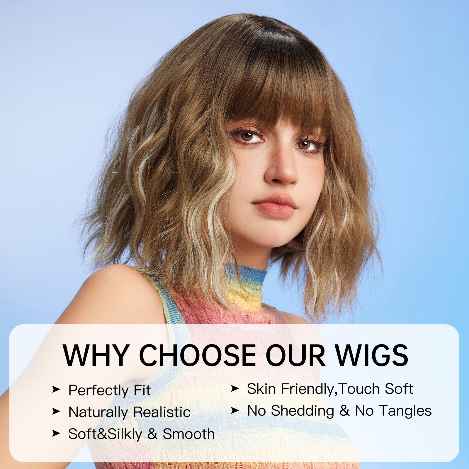 ombre blonde bob curly synthetic wigs