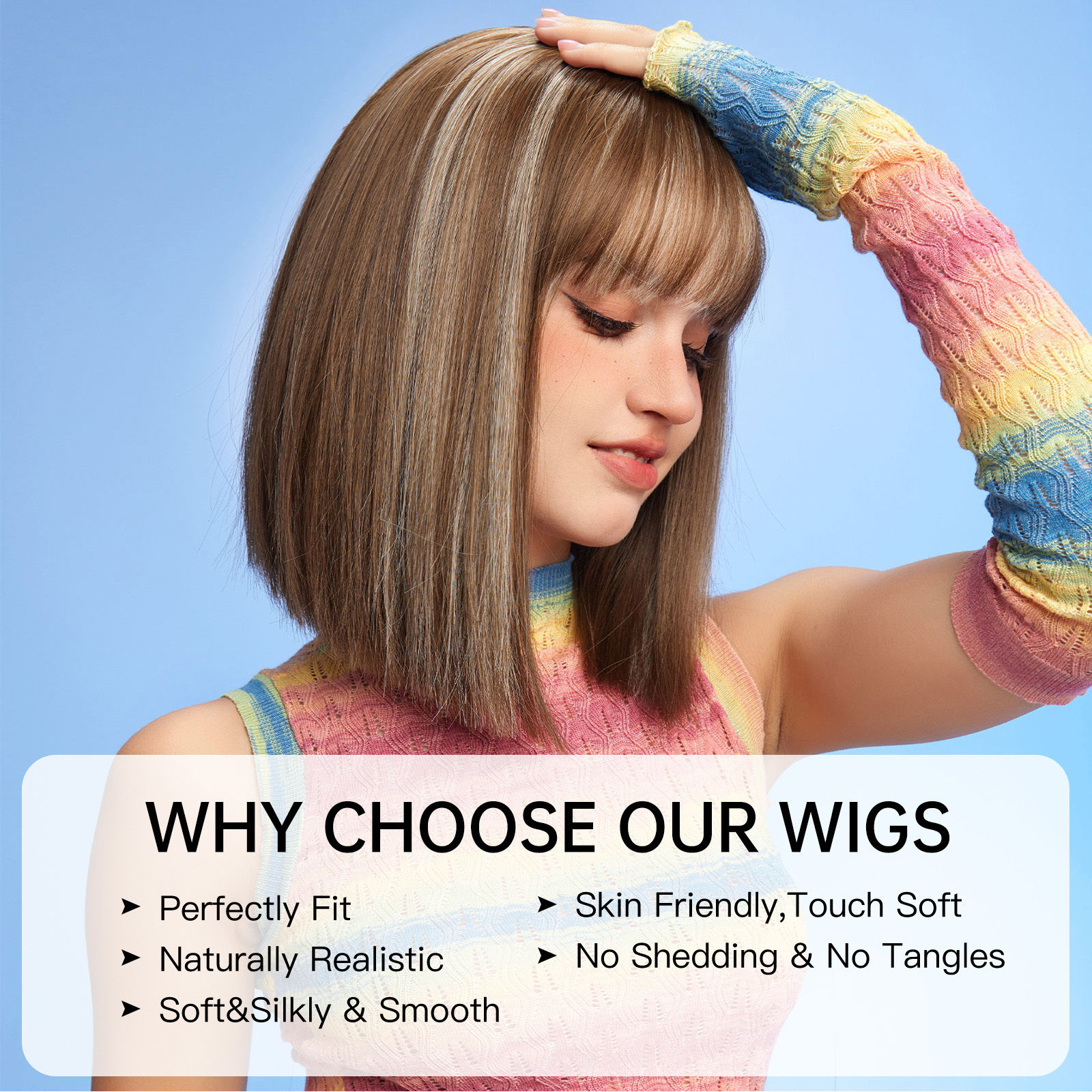 ombre blonde bob Straight synthetic wigs