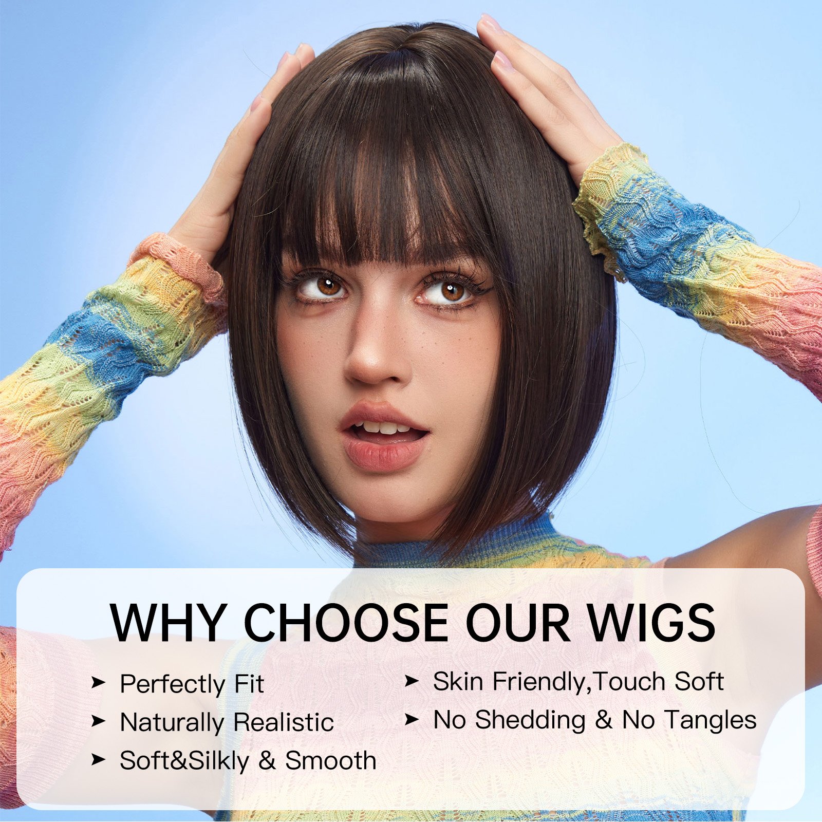 Black bob Straight synthetic wigs