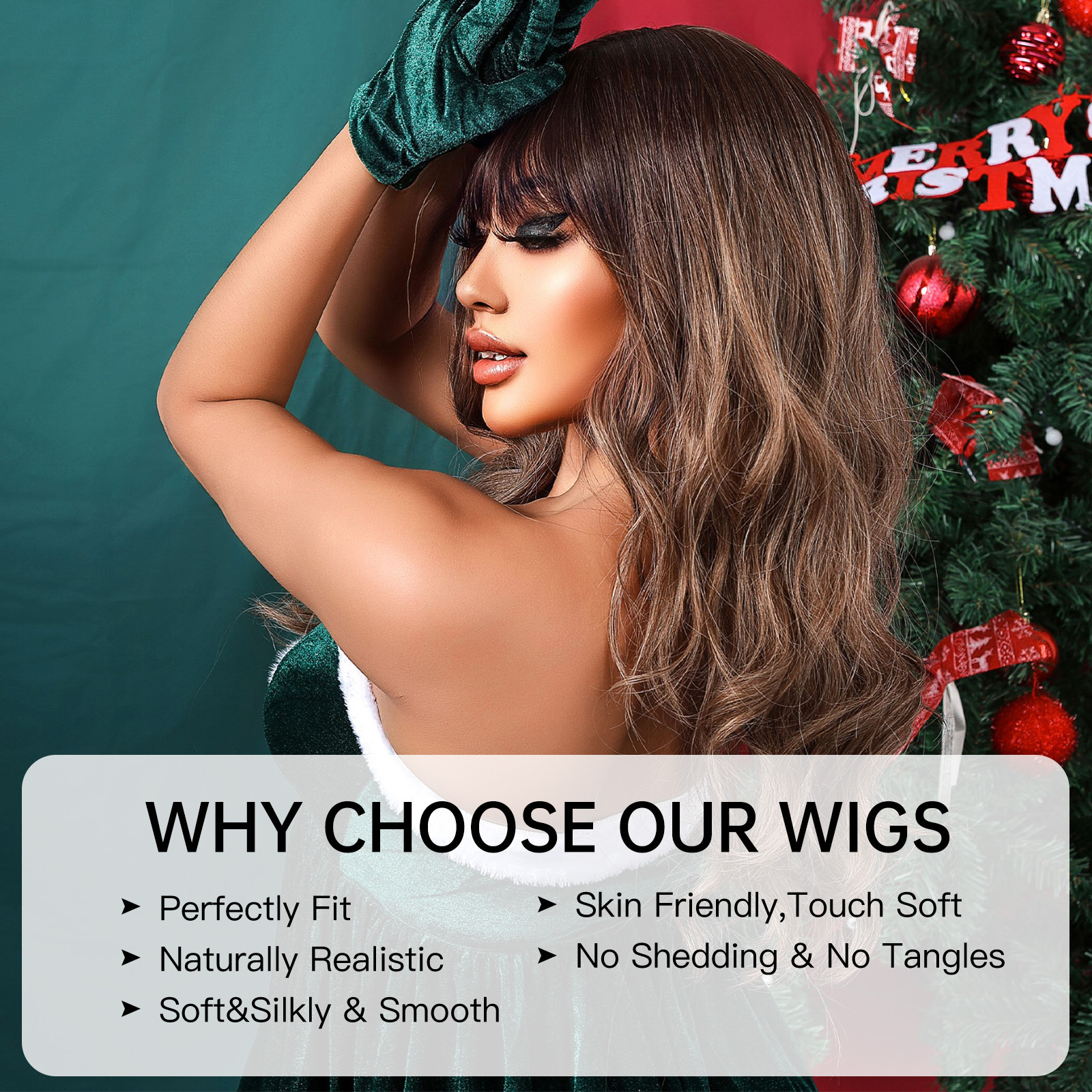 Brown Wavy Christmas synthetic wigs