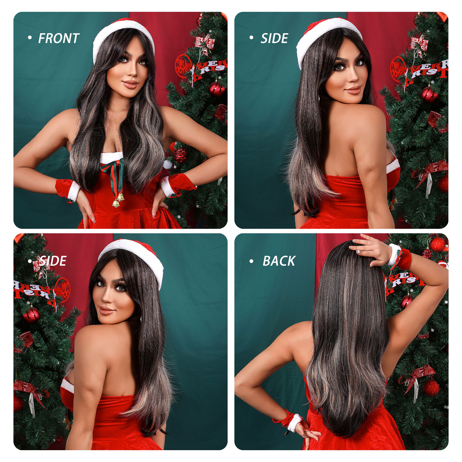 Long Ombre Brown wave Highlight Synthetic Wig wave