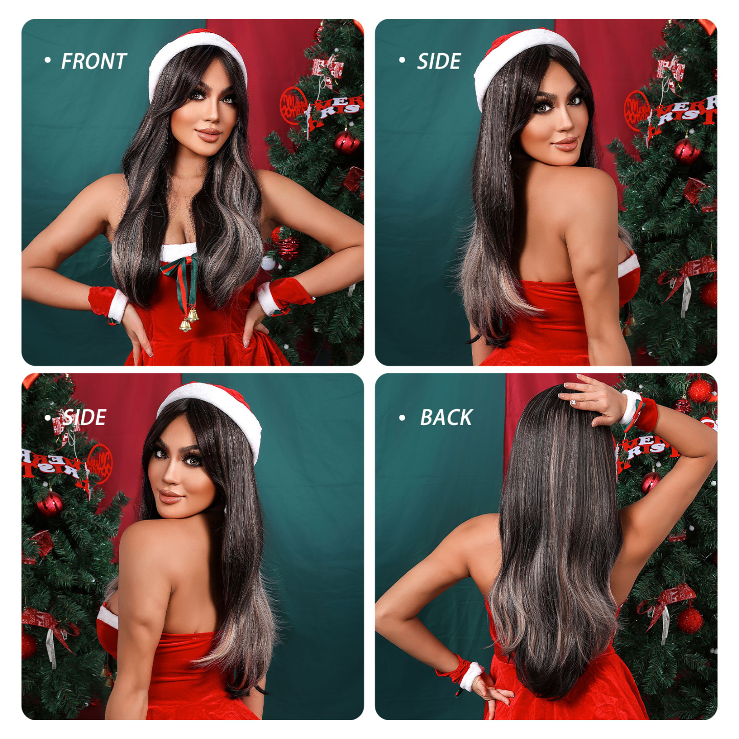 Long Ombre Brown wave Highlight Synthetic Wig wave