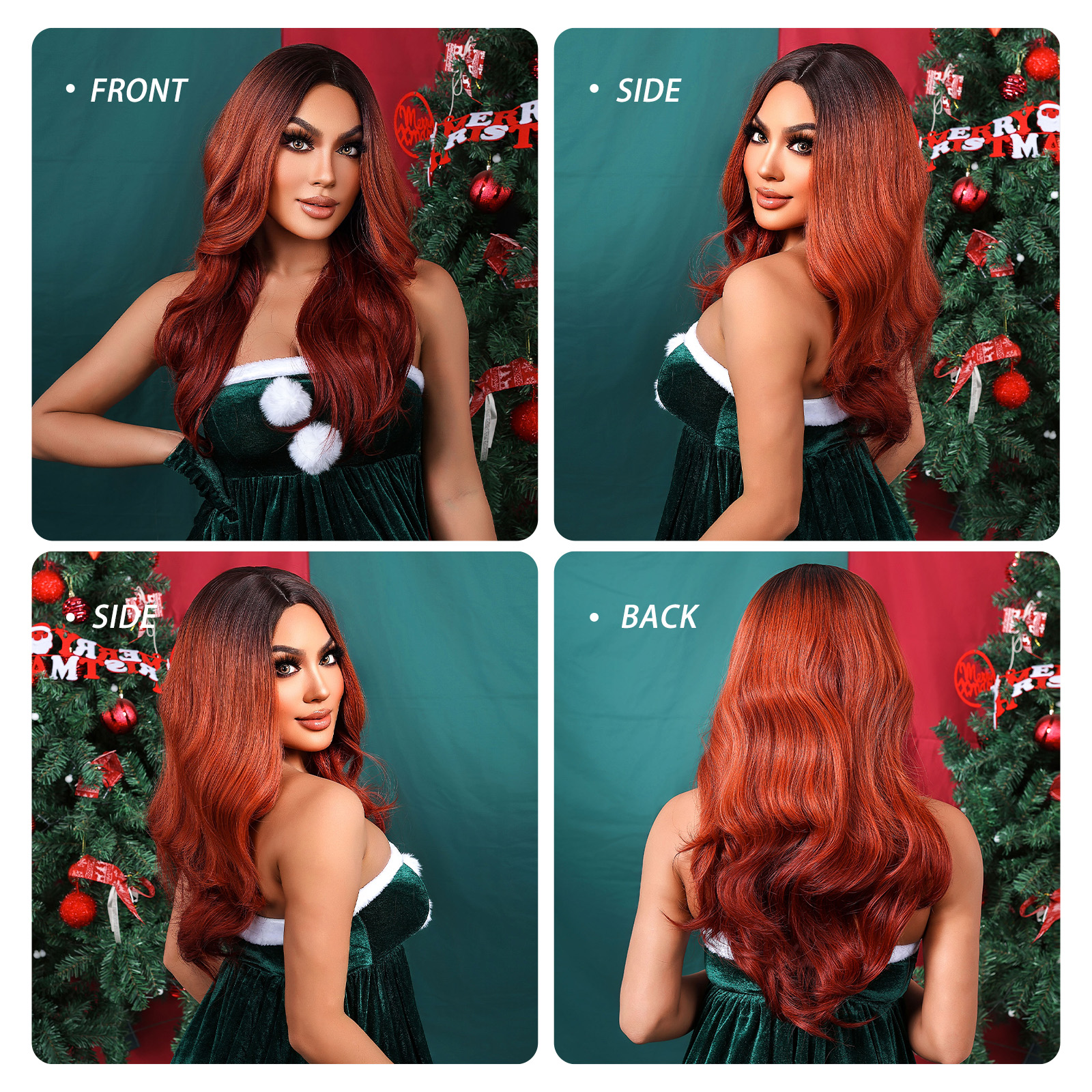 Long Dark Brown wave  Synthetic Wig  