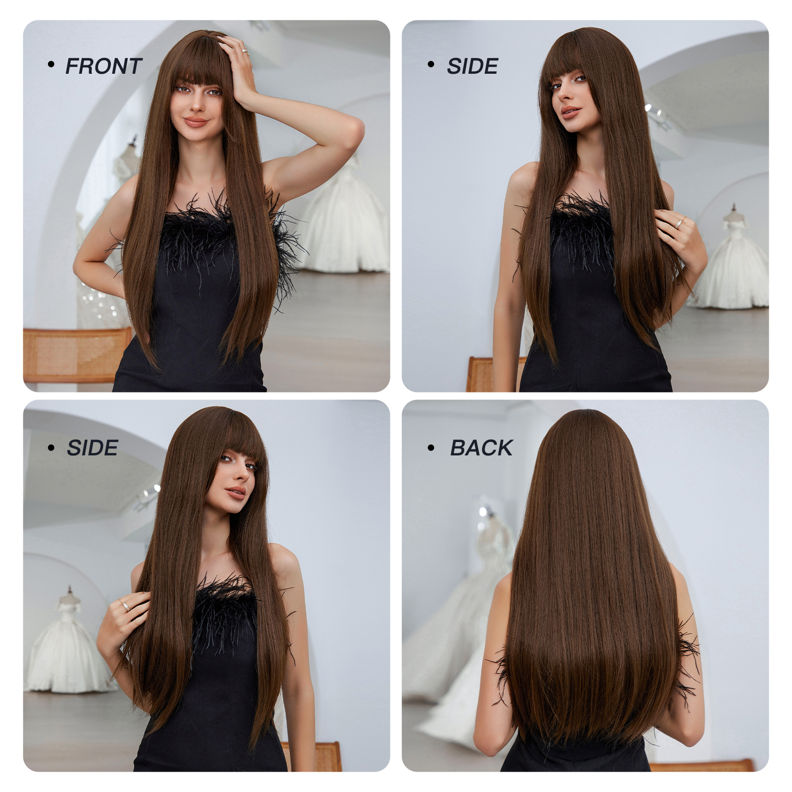 Dark Brown Straight Long Synthetic Wig