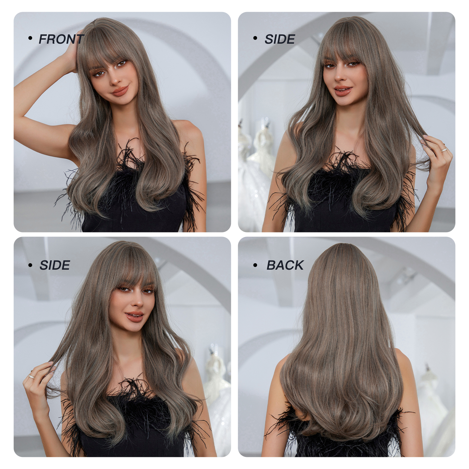Grey Long Wavy Synthetic Wigs
