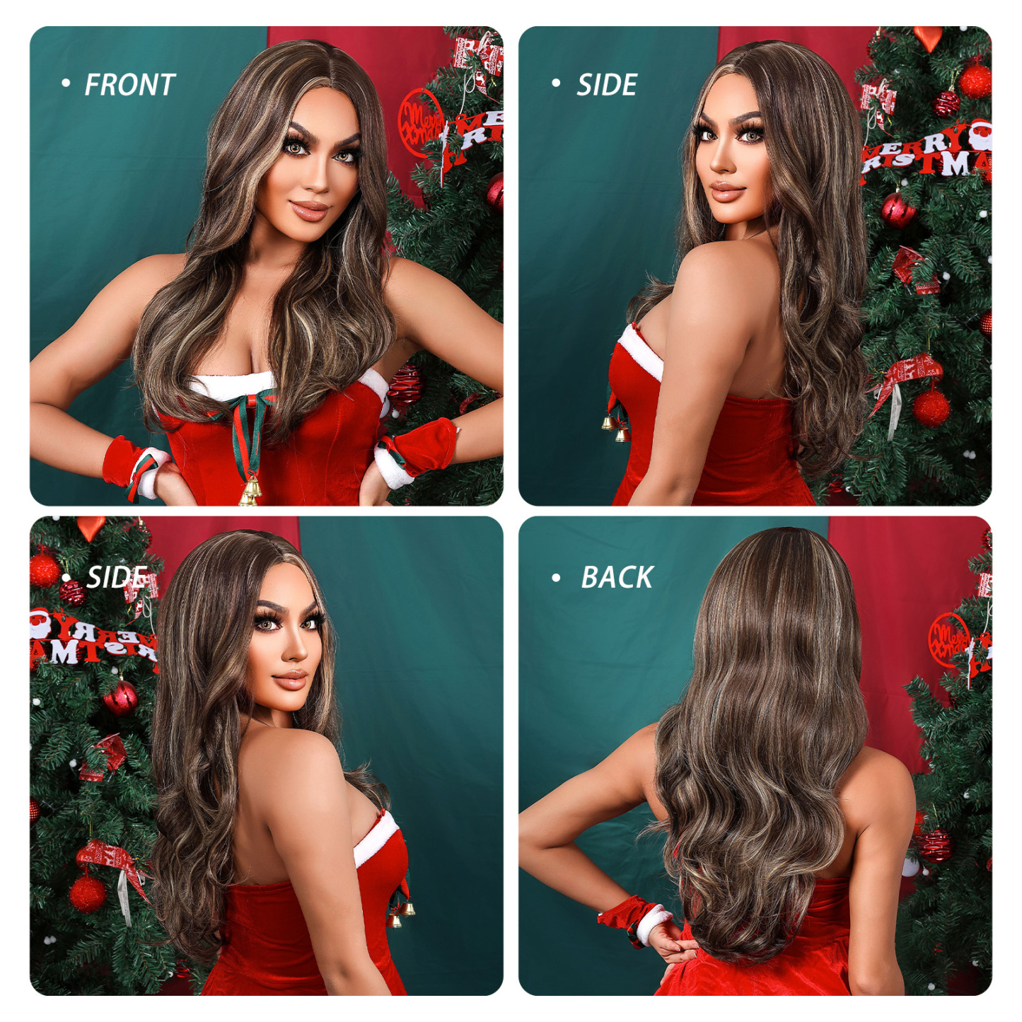 Ombre Highlight  Long wave Brown Synthetic Wig
