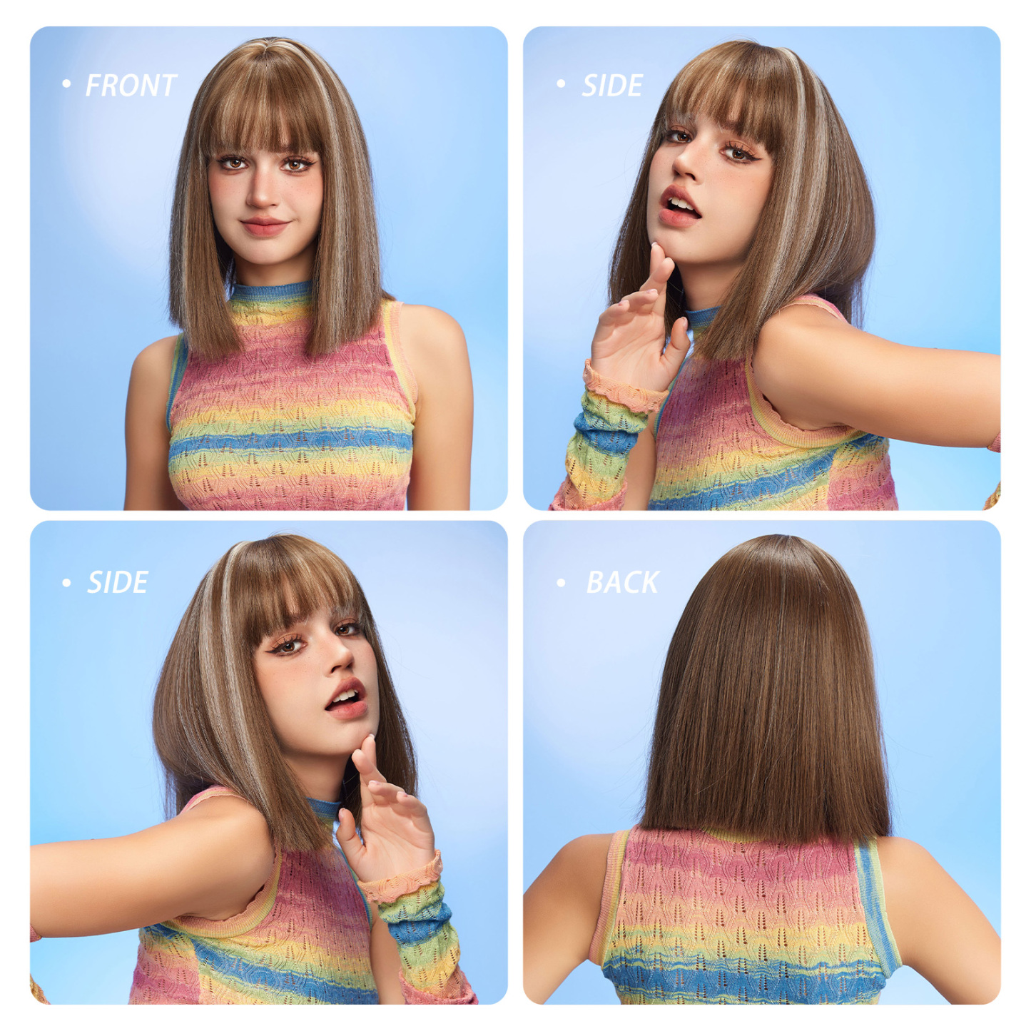 ombre blonde bob Straight synthetic wigs