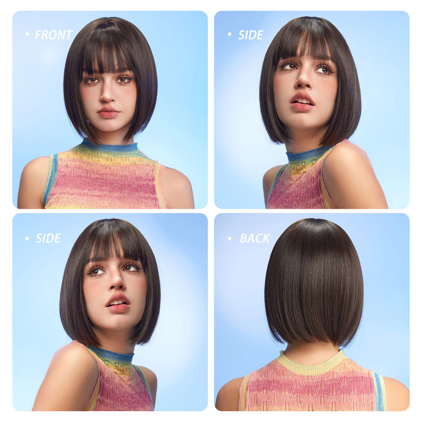 Black bob Straight synthetic wigs