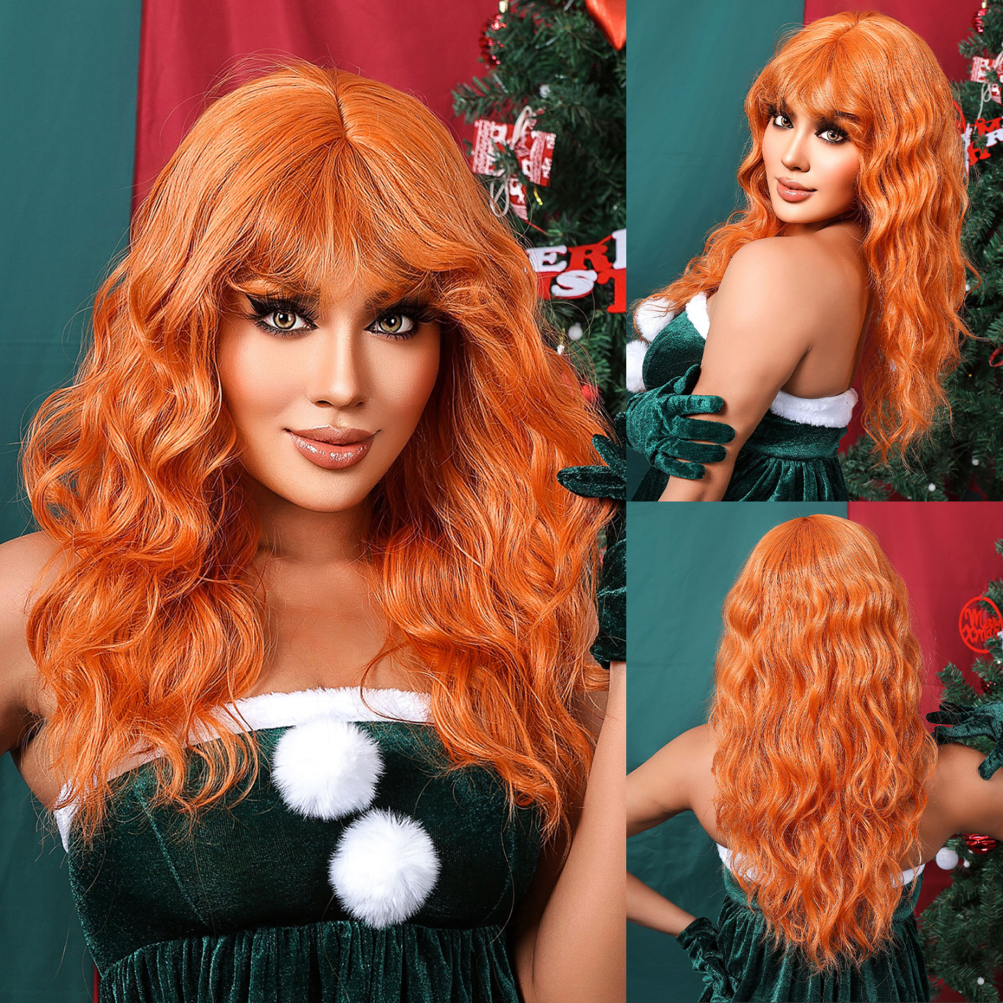Ombre Pink Long wavy Synthetic Wig