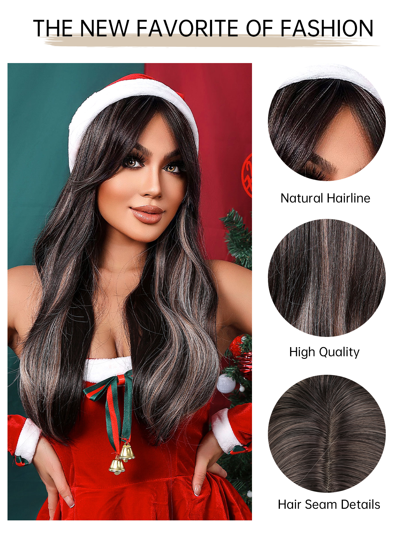 Long Ombre Brown wave Highlight Synthetic Wig wave