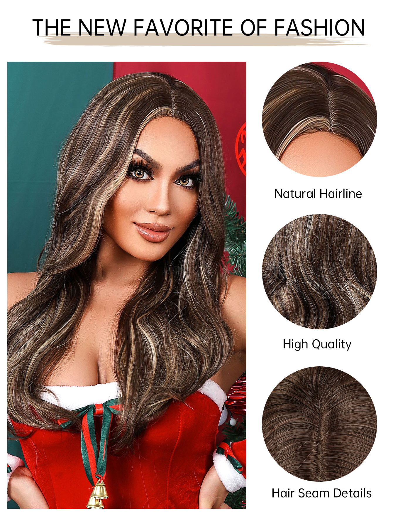 Ombre Highlight  Long wave Brown Synthetic Wig