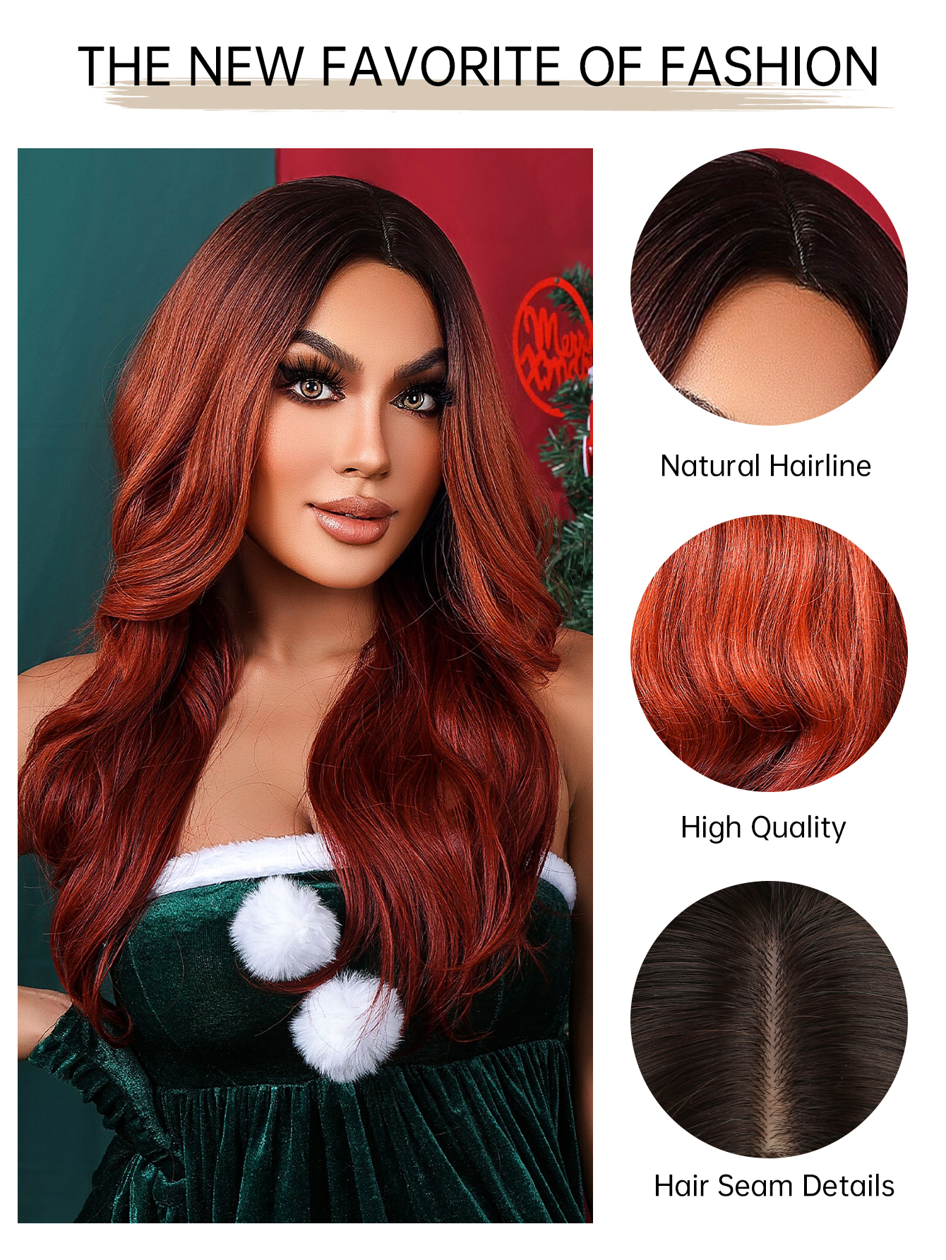 Long Dark Brown wave  Synthetic Wig  