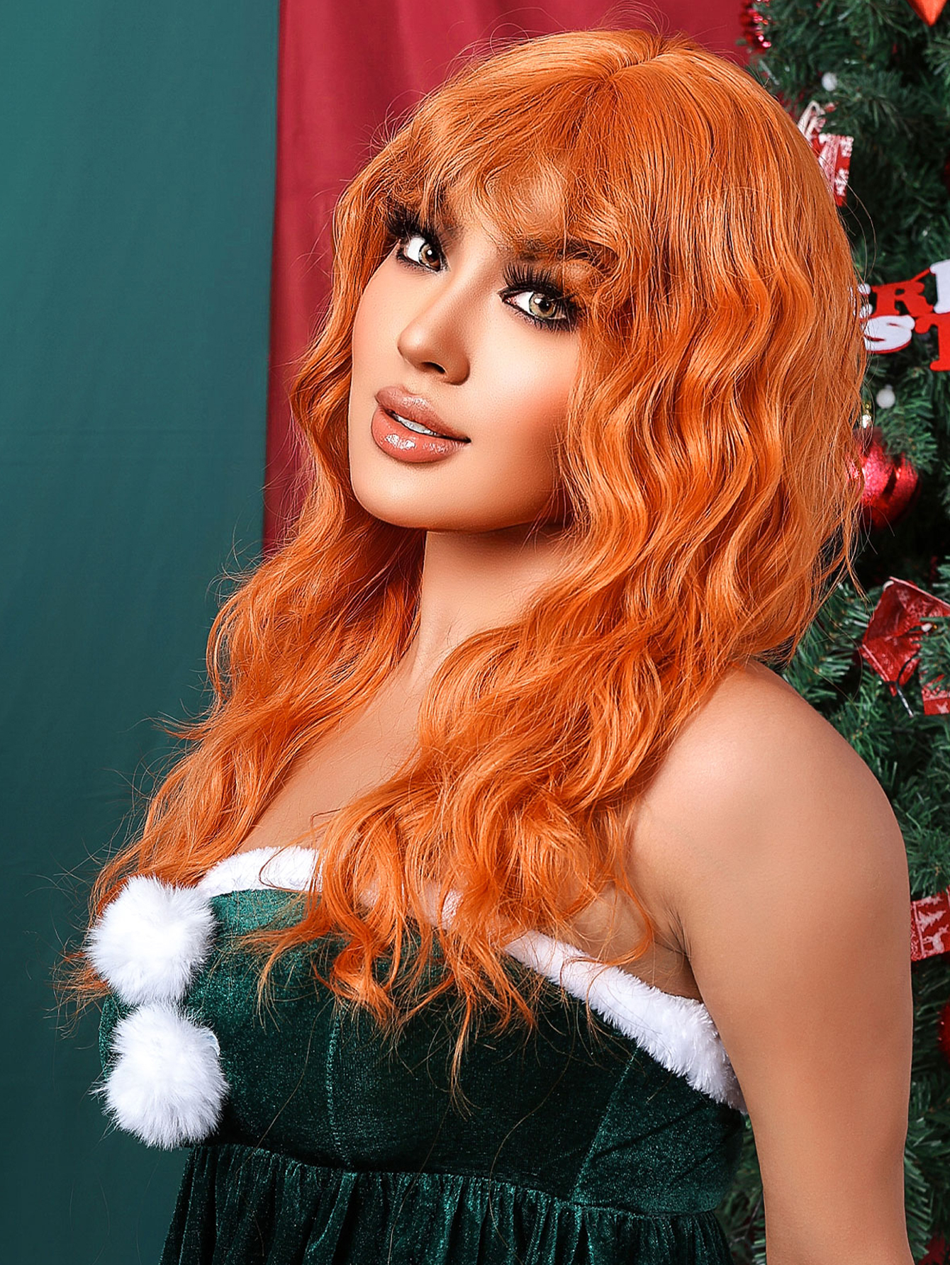 Ombre Pink Long wavy Synthetic Wig