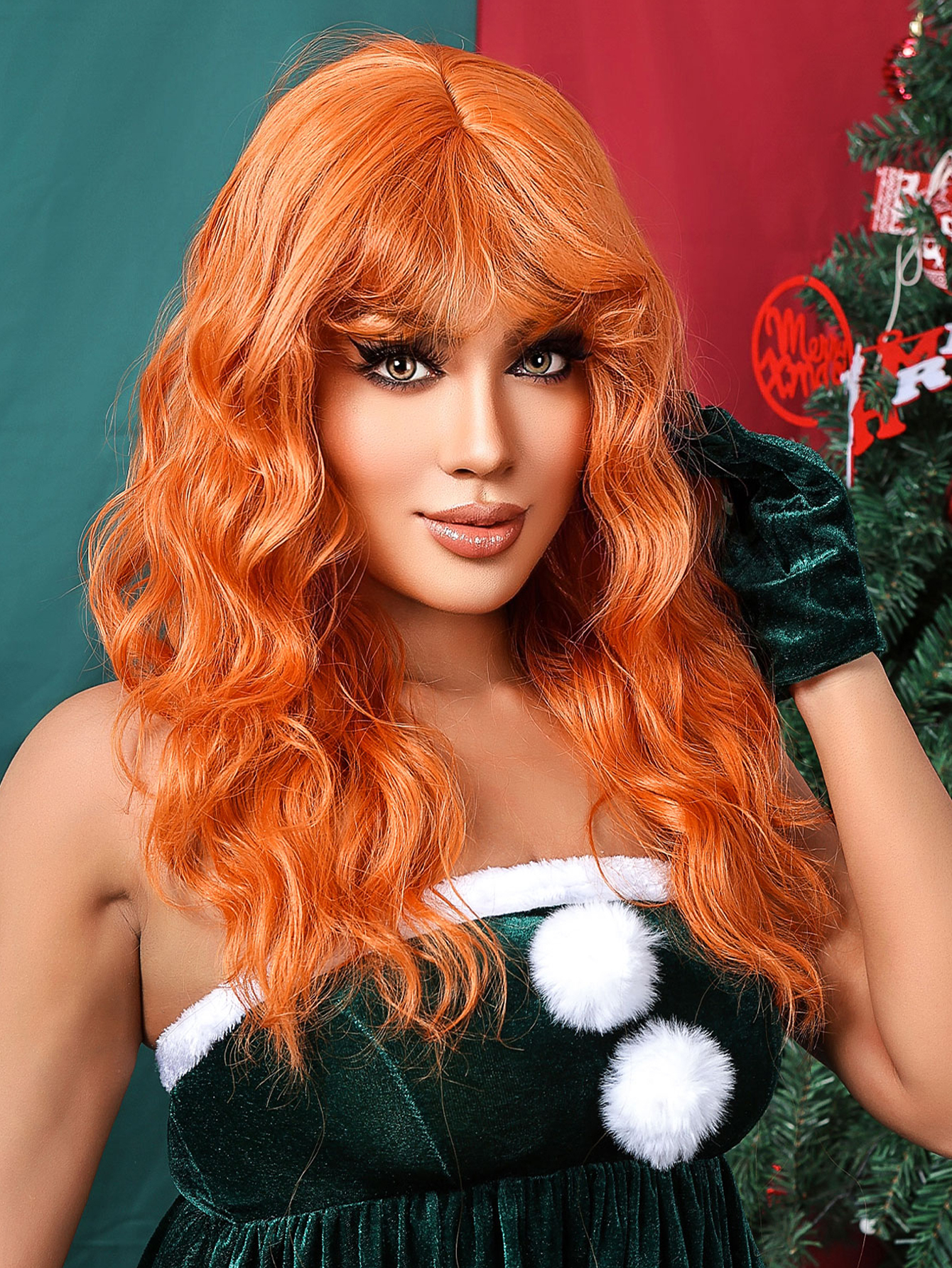 Ombre Pink Long wavy Synthetic Wig