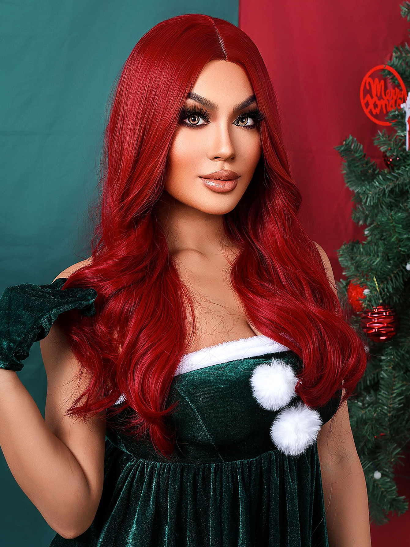 Dark Brown wave Long Synthetic Wig