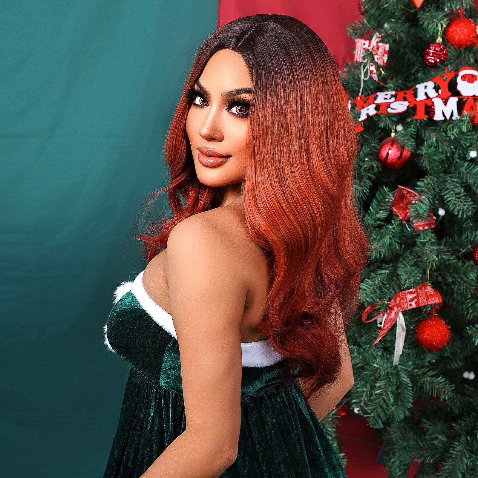 Long Dark Brown wave  Synthetic Wig  