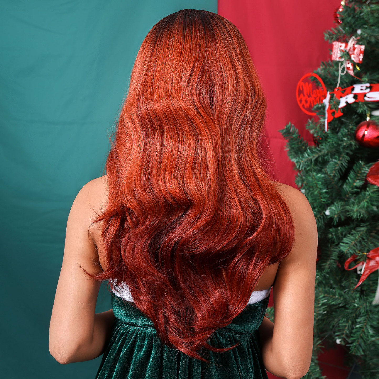 Long Dark Brown wave  Synthetic Wig  