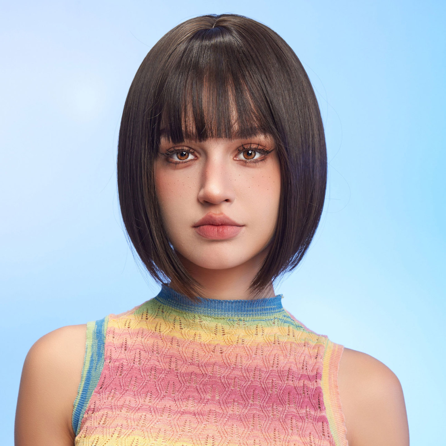 Black bob Straight synthetic wigs