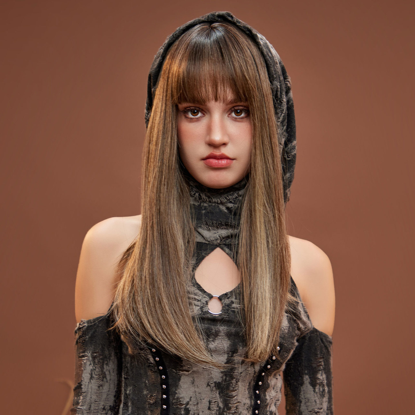 Ombre Brown Long Straight Synthetic Wig