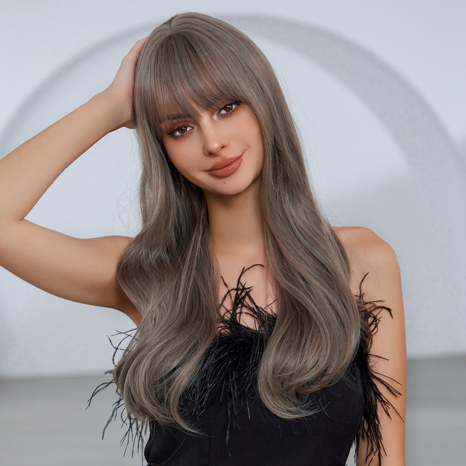 Grey Long Wavy Synthetic Wigs