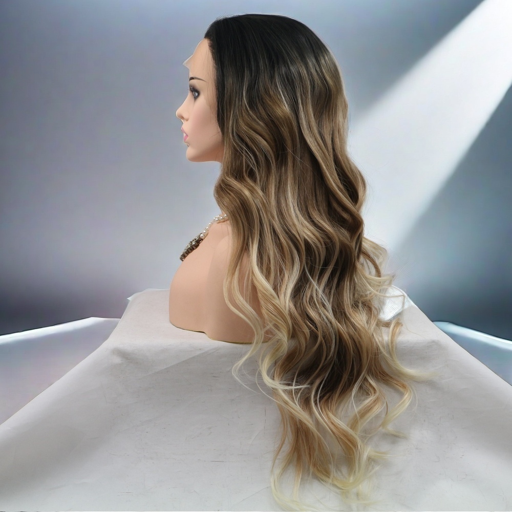 Brown Long wave Synthetic Front Lace Wig