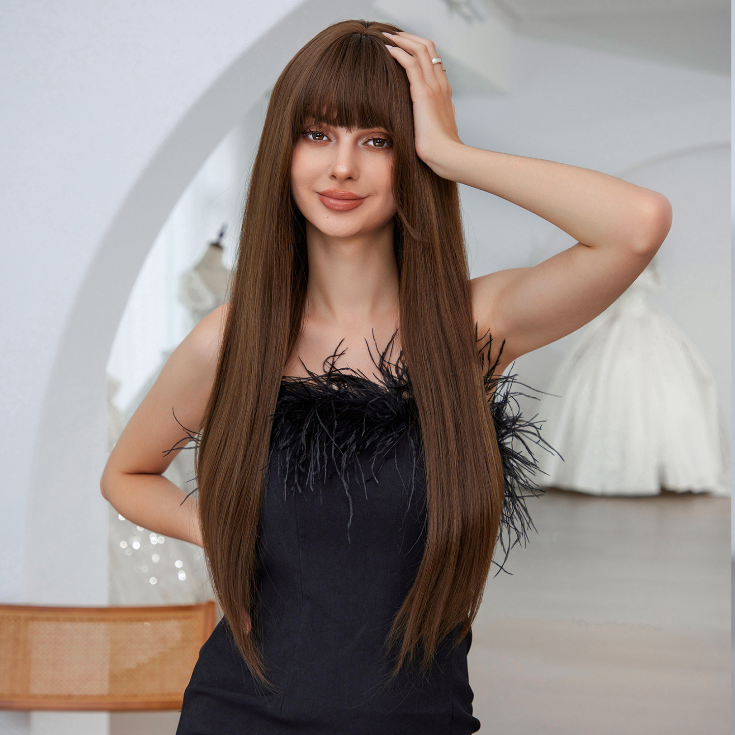 Dark Brown Straight Long Synthetic Wig