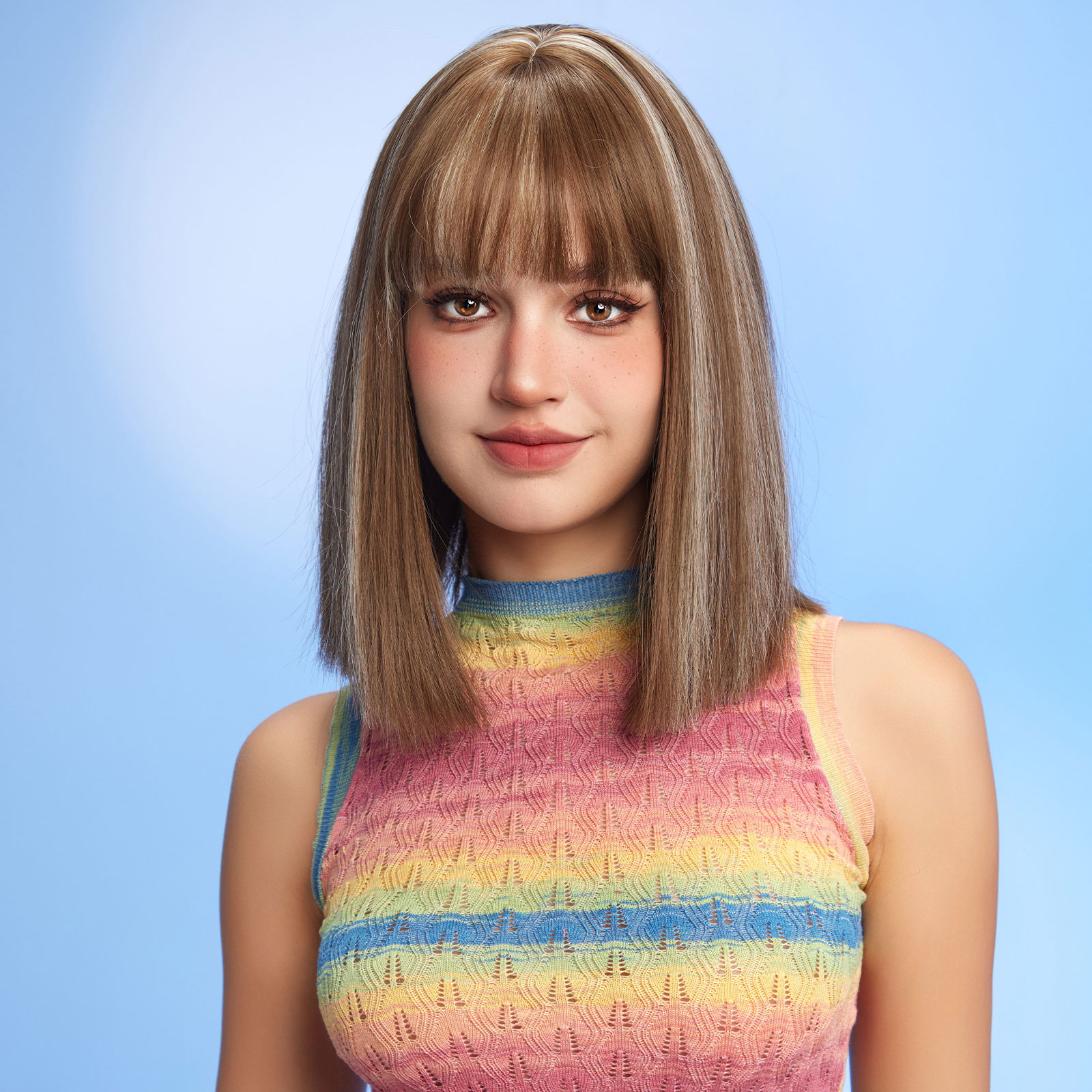 ombre blonde bob Straight synthetic wigs