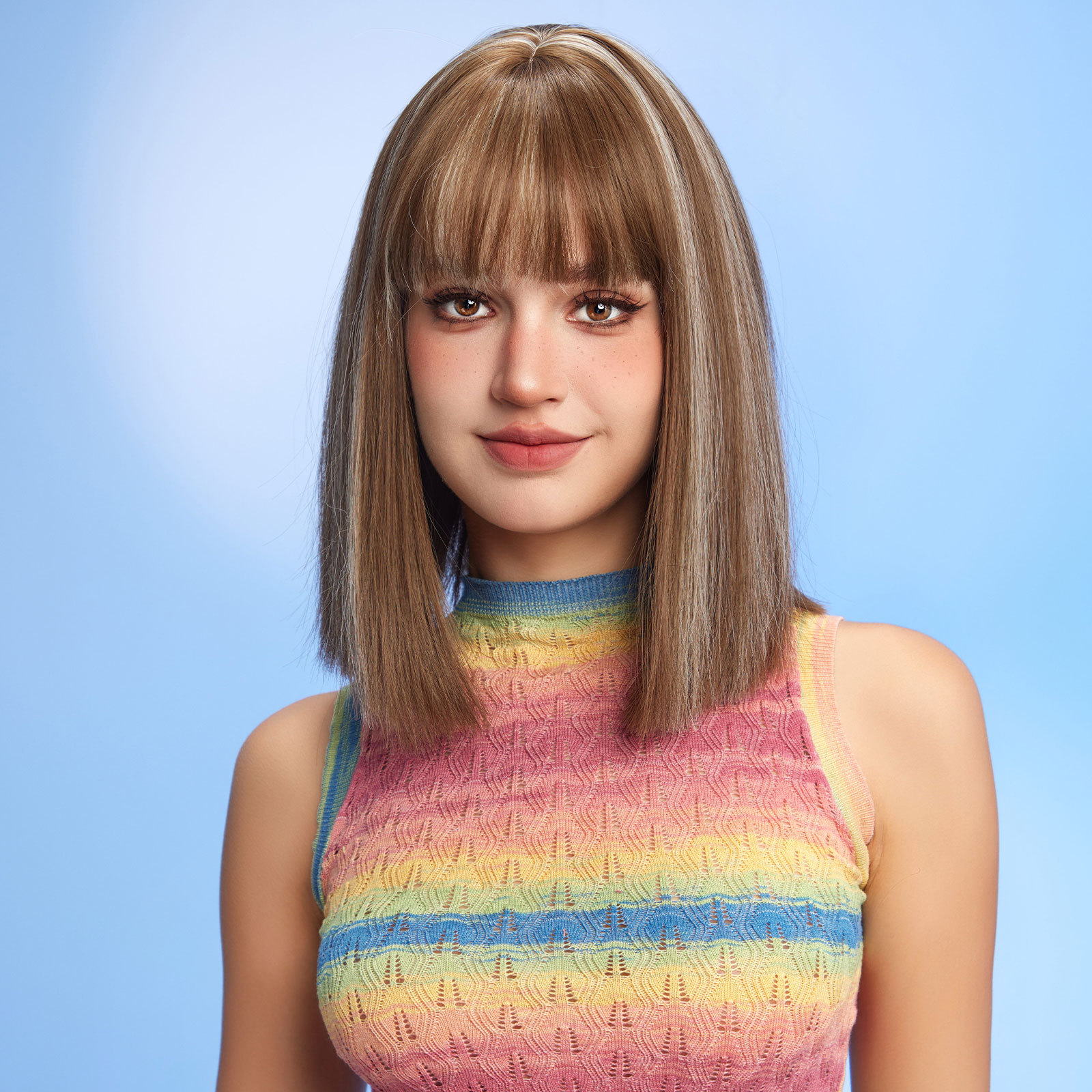 ombre blonde bob Straight synthetic wigs