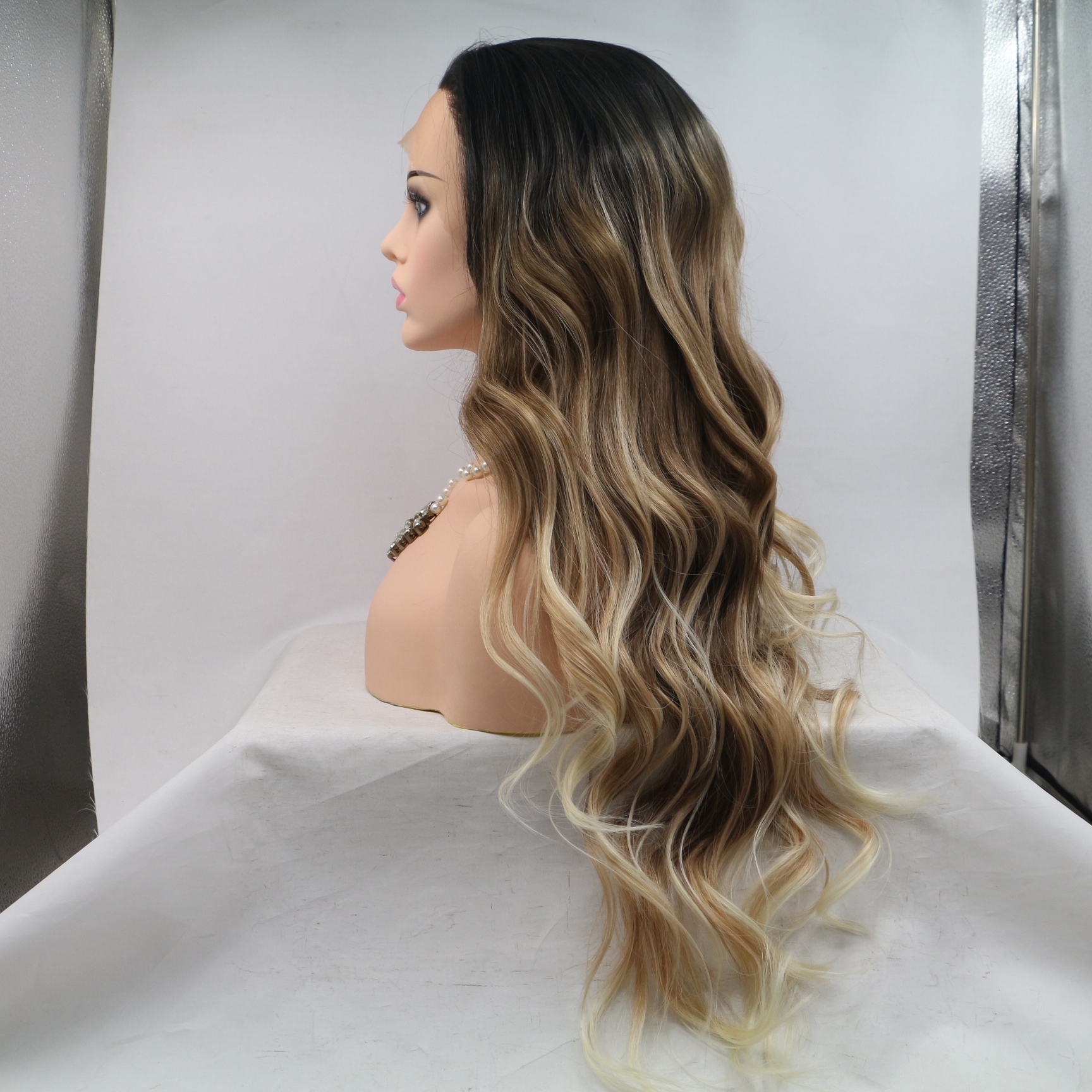 Brown Long wave Synthetic Front Lace Wig